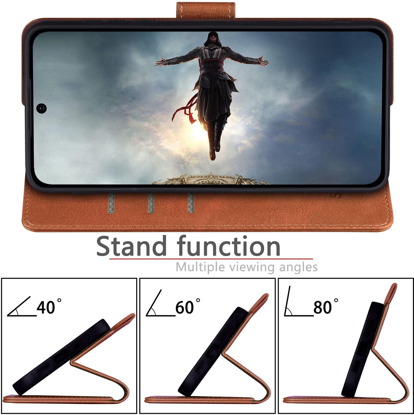 SUANPOT for Samsung Galaxy S24 Ultra Wallet case 【RFID Blocking】 Credit Card Holder,PU Leather Flip Folio Book Phone case Cover Women Men for Samsung S24 Ultra case Wallet(Light Brown)