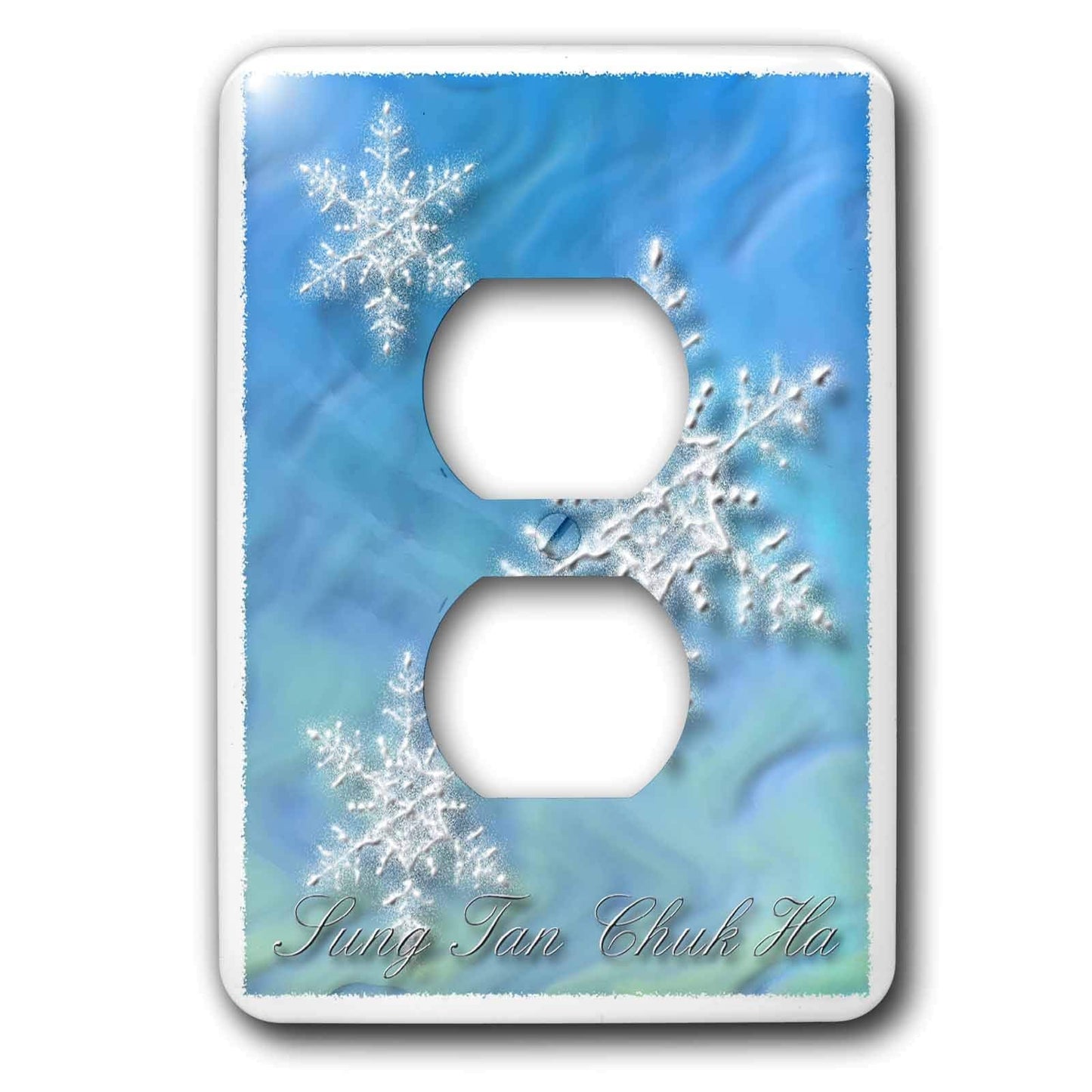 3dRose lsp_37011_6 Sung Tan Chuk Ha, Merry Christmas In Korean, Snowflake 2 Plug Outlet Cover