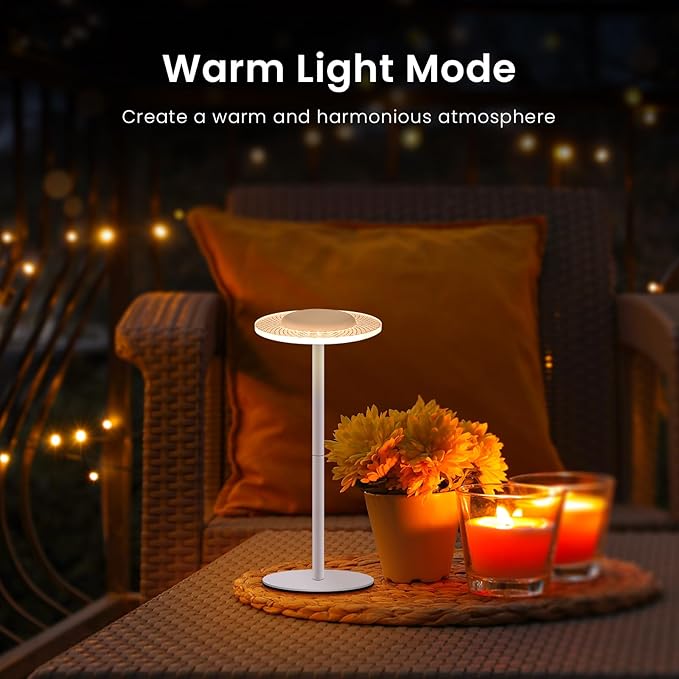 LOFTEK Cordless Table Lamps Set of 2 - Rechargeable Color Changing Portable Desk Lamps with Adjustable Height for Restaurants, Bars, Outdoor Party, Camping