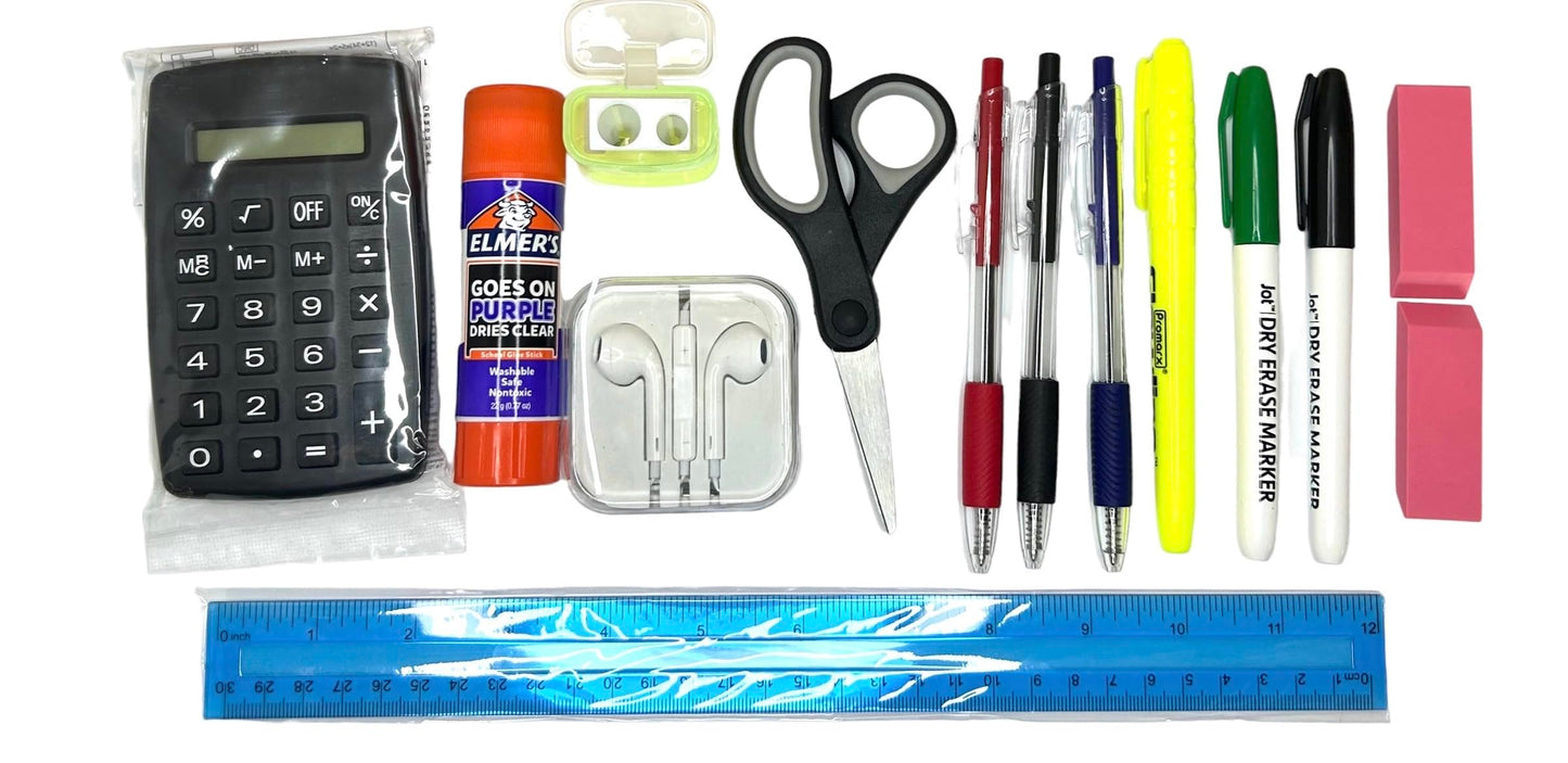 Back to School Supplies Essential Bundle - 4th Grade | 5th Grade | 6th Grade | 7th | 8th Grade Notebook, Folders,Headphones, Markers, Glue, Ruler, Crayons by SCHOOL SUPPLIES OF THE CAROLINAS