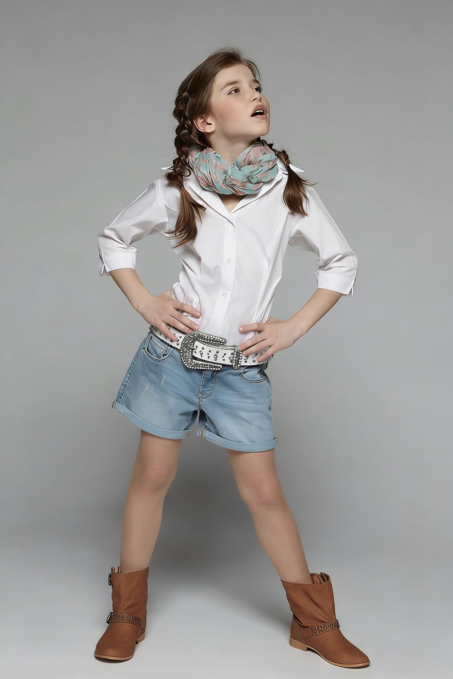 Jastore Kids Rhinestone Western Belt Girl Boys Cowboy Cowgirl Belts with Bling Diamond Studded Leather Belt for Jeans (Silver, Fit Waist: 25"-29" (Rec 10-14yrs))