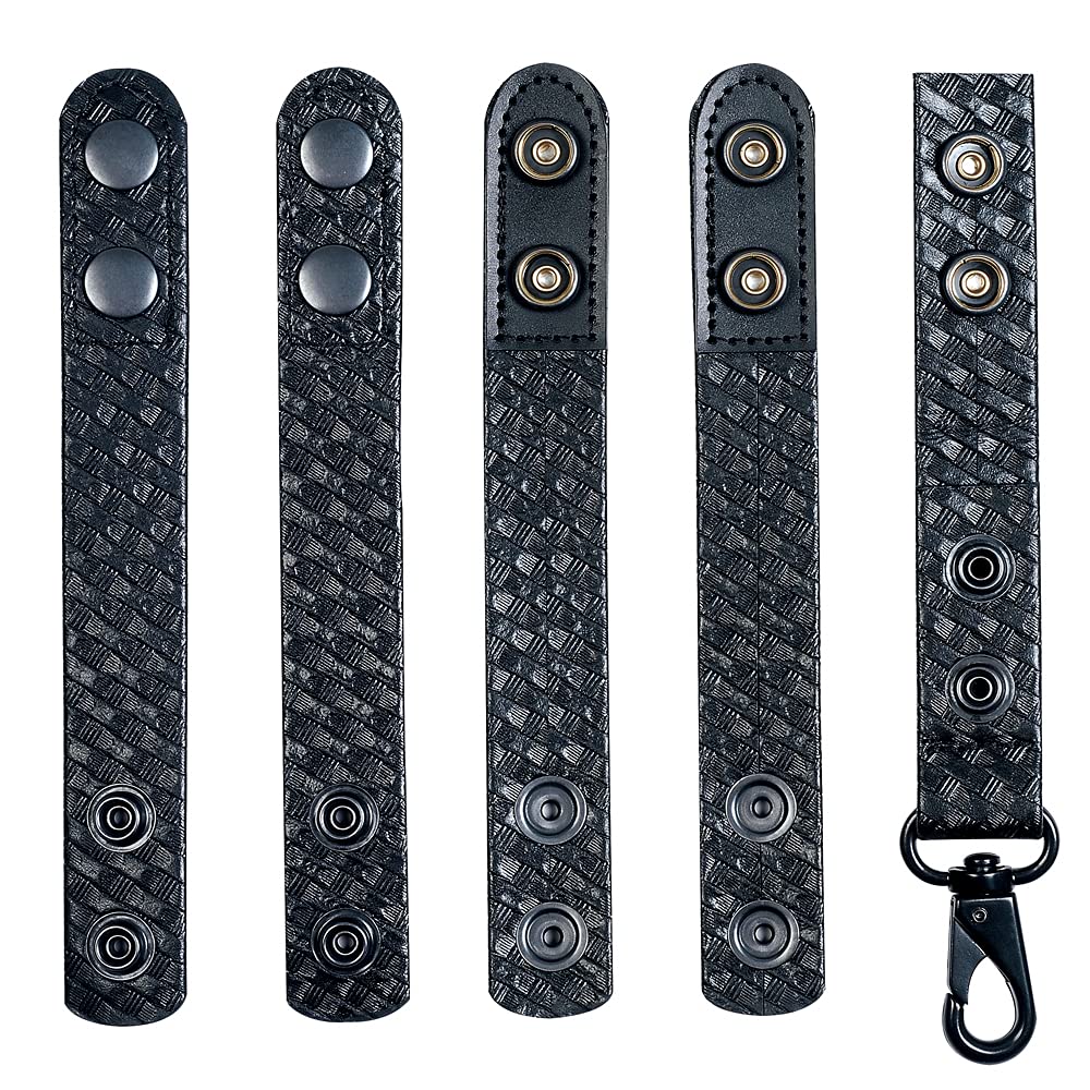 TAFTACFR Basketweave Duty Belt Keeper with Double Snaps(Set of 4) +1 Keeper with Strong Plastic Key Clip(1 Pack)