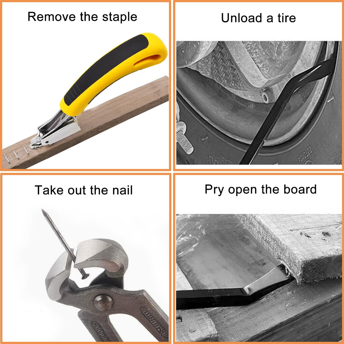 Sunxeke 4Pcs Upholstery Staple Remover Tool Set Including 7inch End Cutting Plier,V Tip Tack Puller,U Tip Tack Puller,Staple Remover,Nail Puller Carpet Remover for Furniture Floor Photo Frame