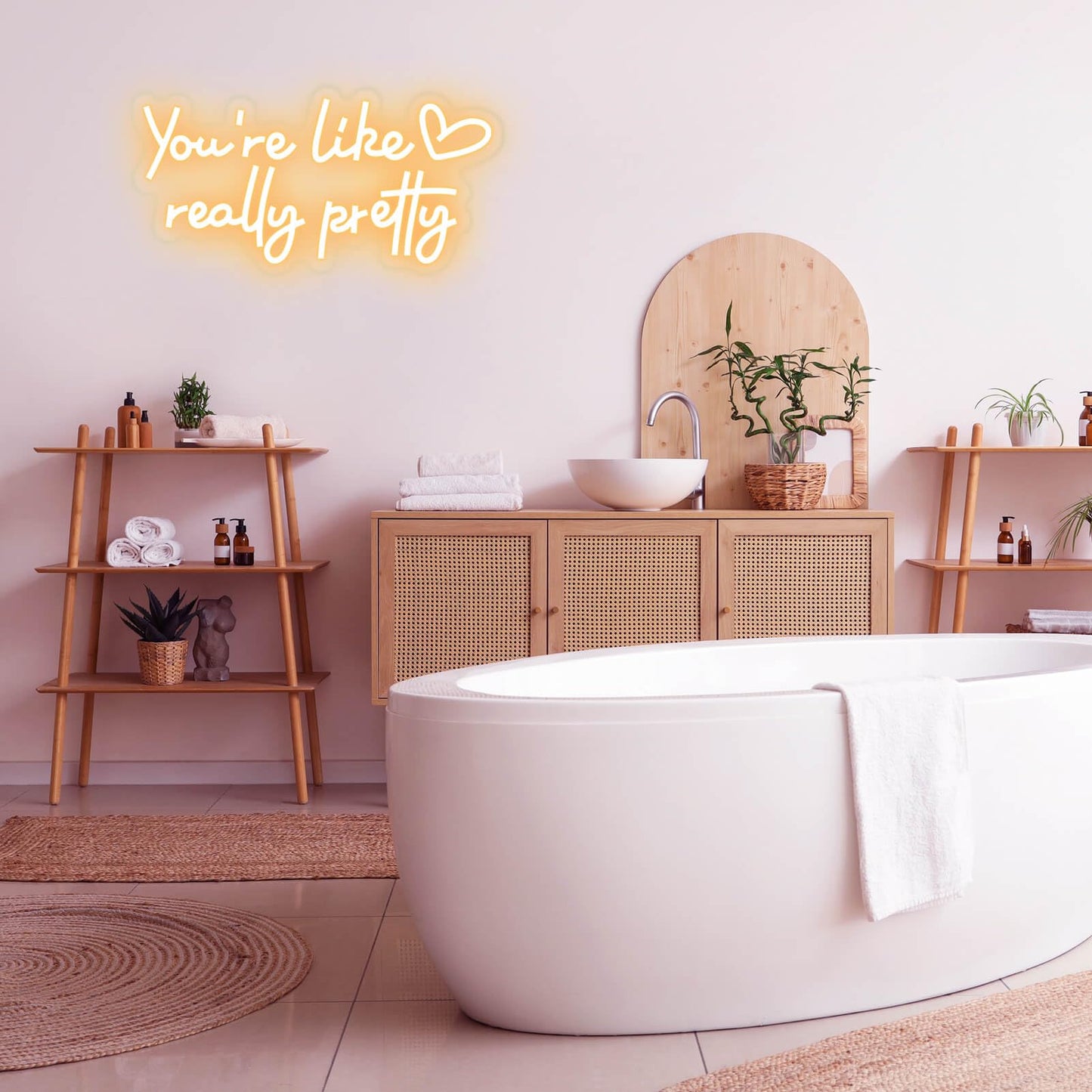 KUUNEON You're Like Really Pretty Neon Sign Wall Decor for Bedroom/Girls Room/Salon/Party/Wedding - 16"x8" Warm White You Like Really Pretty LED Sign Neon Light, Heart Design, 100,000H Lifespan