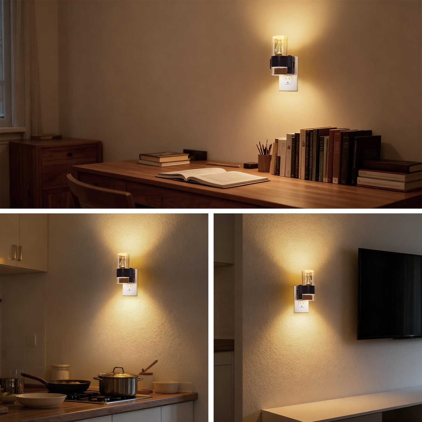 LED Night Lights Plug into Wall (Christmas Tree Design), 2 Pack Dimmable Nightlight, 0-100LM Adjustable Brightness Dusk to Dawn Auto Sensor, 3000K Warm Glow for Bedroom Hallway Holiday Home Decor Gift