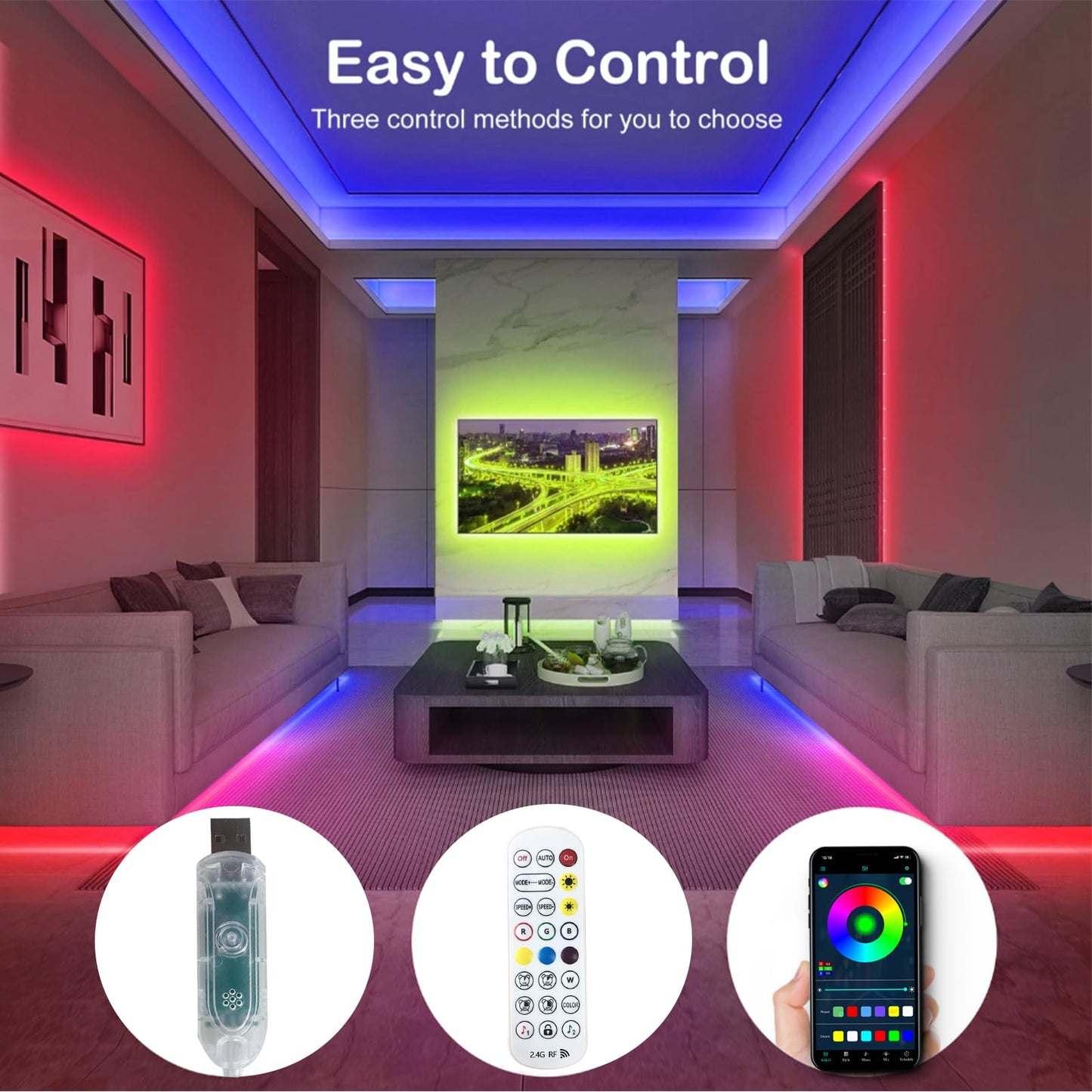 httpsmp 50FT LED Strip Lights IP68 Outdoor Waterproof, 5V USB Powered, Music Sync Bluetooth APP/RF Remote Control Lights for Balcony,Deck,Camping,Garden,Bedroom Decor