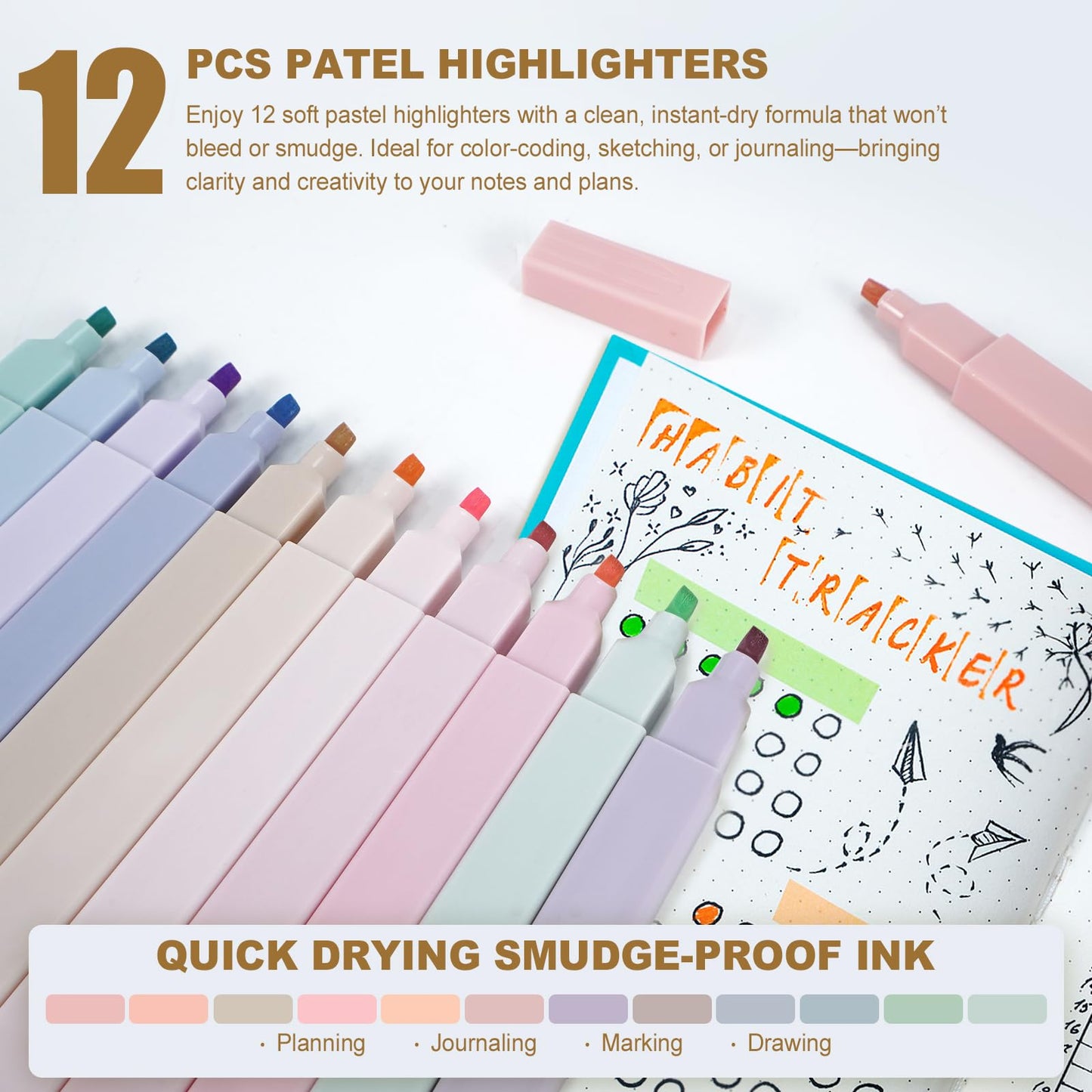 GUGUKUKU 58 PCS Aesthetic School Supplies with Cute Pencil Case,12 Pastel Highlighters, 5 Gel Pens Black Ink,9 Mechanical Pencils for,Student Stationary,CollegeEssentials Gifts (pink)