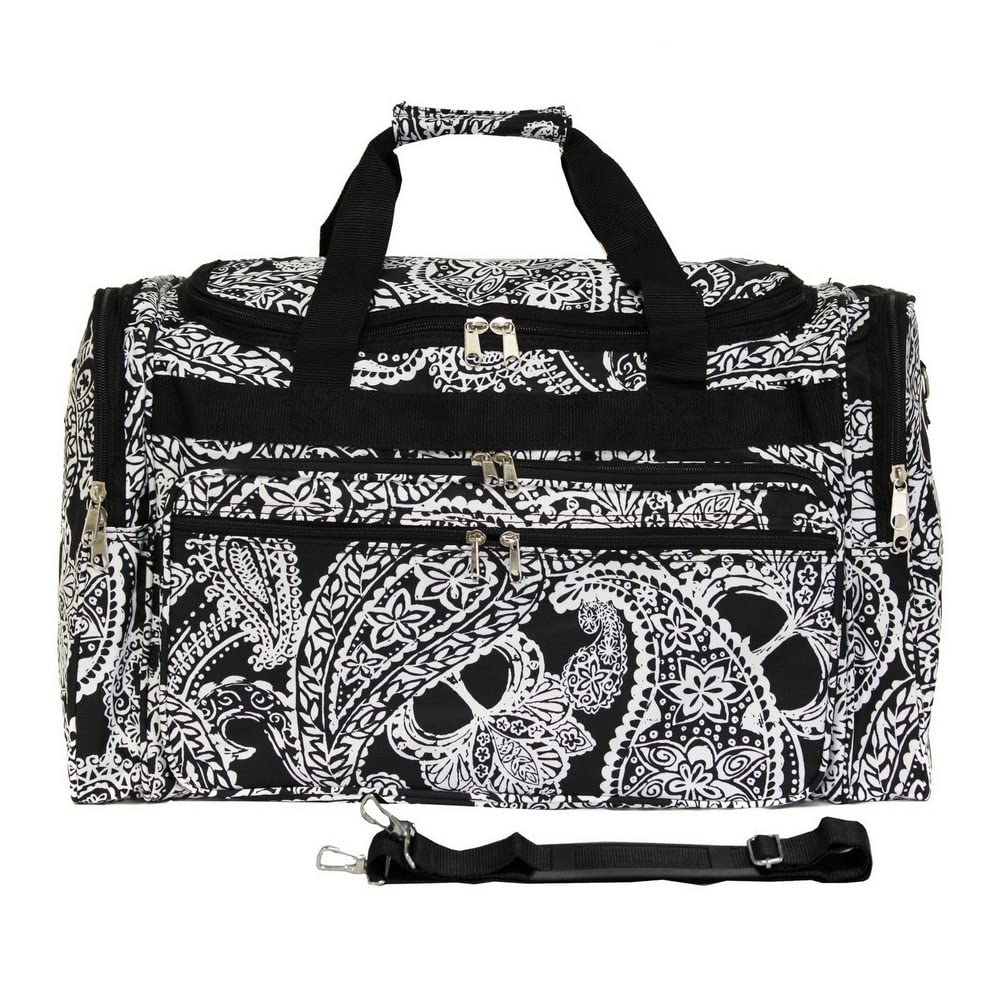 World Traveler Fashion Prints 19-inch Duffle Bag, Black White Paisley