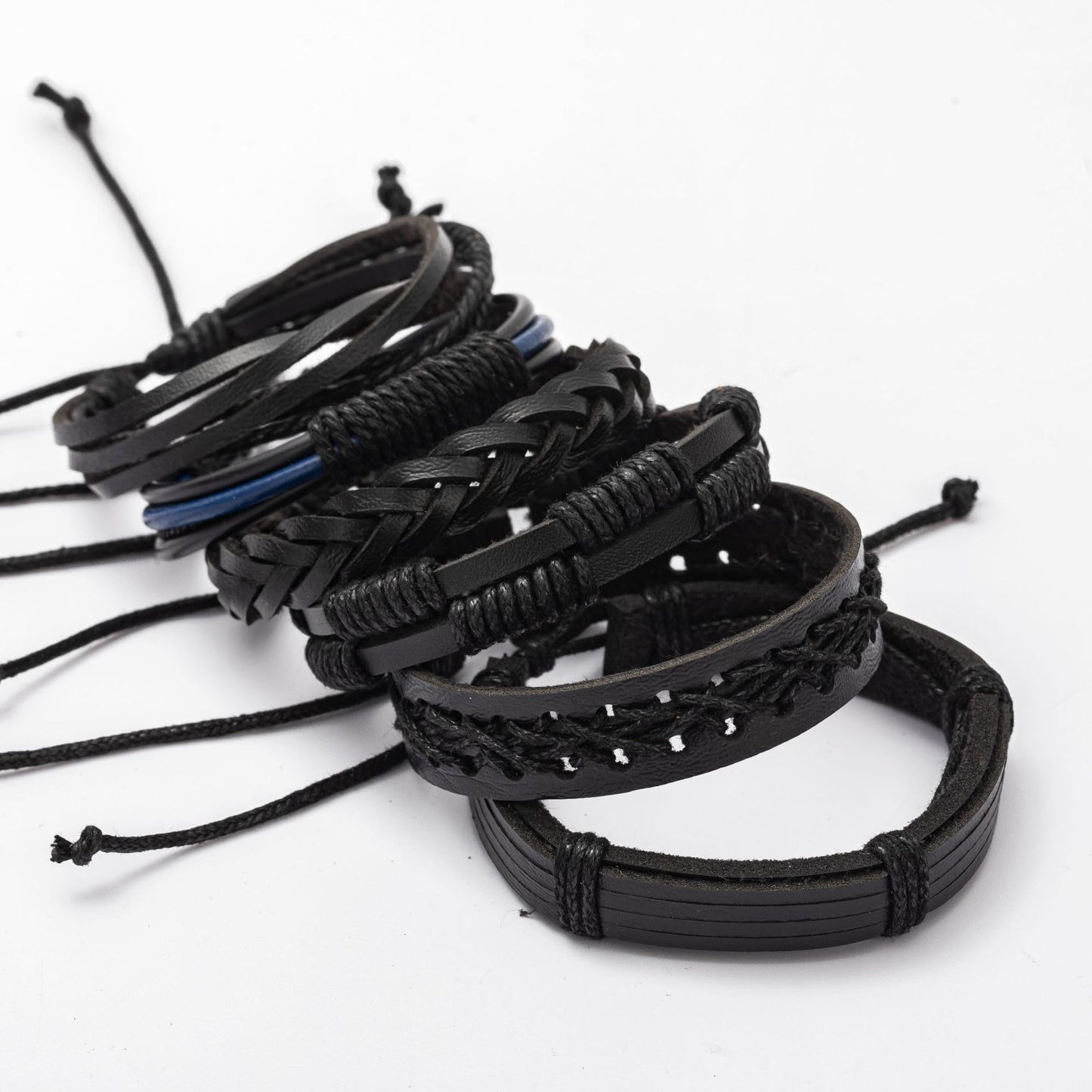 PINKPIN 24Pcs Adjustable Braided Leather Bracelets for Men Women Wrap Cuff Bracelet Cords Ethnic Tribal Handmade Wrap Wristband Bracelets Set