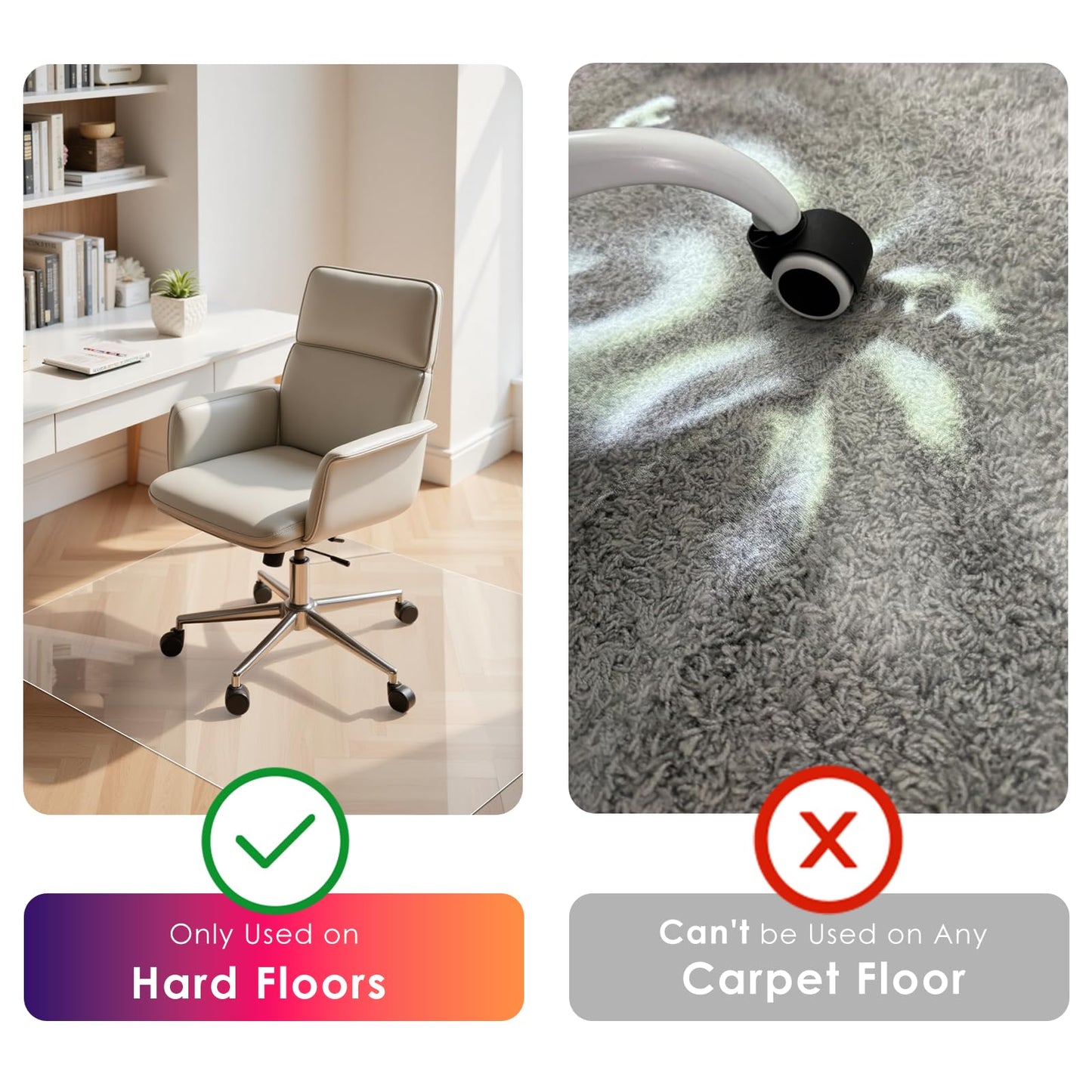Kuyal Clear Chair mat for Hard Floors 36 x 48 inches Transparent Floor Mats Wood/Tile Protection Mat for Office & Home (36" X 48" Rectangle)