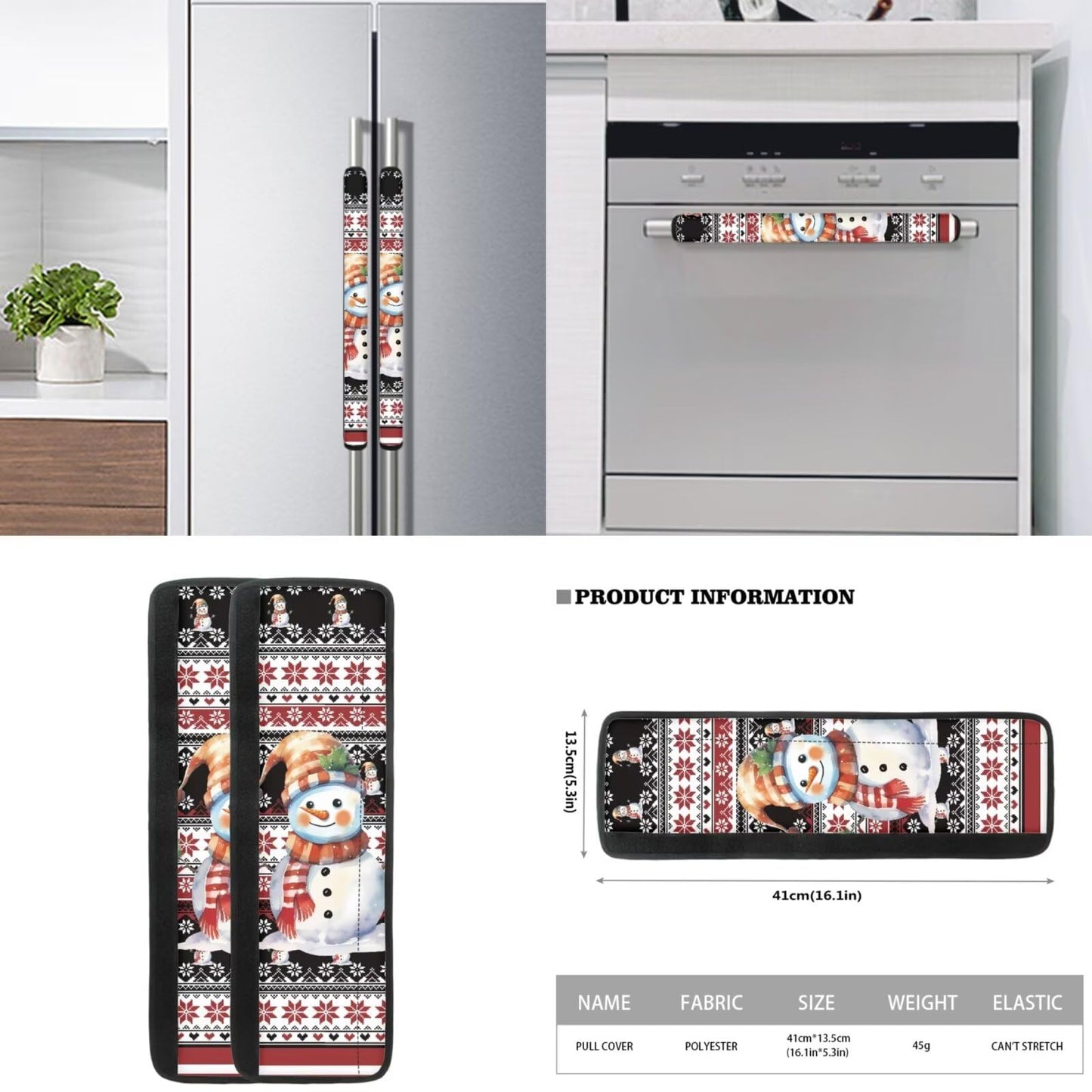 Yatixapu Refrigerator Door Handle Covers Set of 6, Christmas Snowman Appliance Handle Covers Fits Kitchen Refrigerator Microwave Oven Or Dishwasher, Protect Antiskid Washable Decor Cloth
