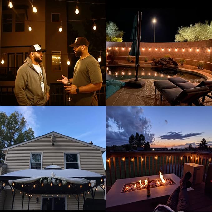 ๐๐๐ญ๐ป LED Outdoor String Lights with ๐ฎ๐ฐ Weatherproof Shatterproof Edison ๐ณ๐ฌ๐ซ ๐ฉ๐๐๐๐(2 ๐บ๐๐๐๐)๏ผCommercial Grade Waterproof Hanging Lights for Backyard Porch Balcony Party