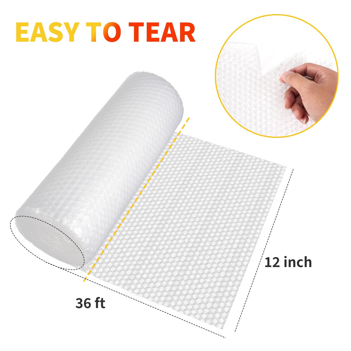 Bubble Cushioning Wrap 2 Pack 12 Inch x 72 ft Bubble Wrap for Packing,Moving Boxes and Shipping for Your Business,Perforated Every 12 in.Suitable for Filling Packaging Boxes.