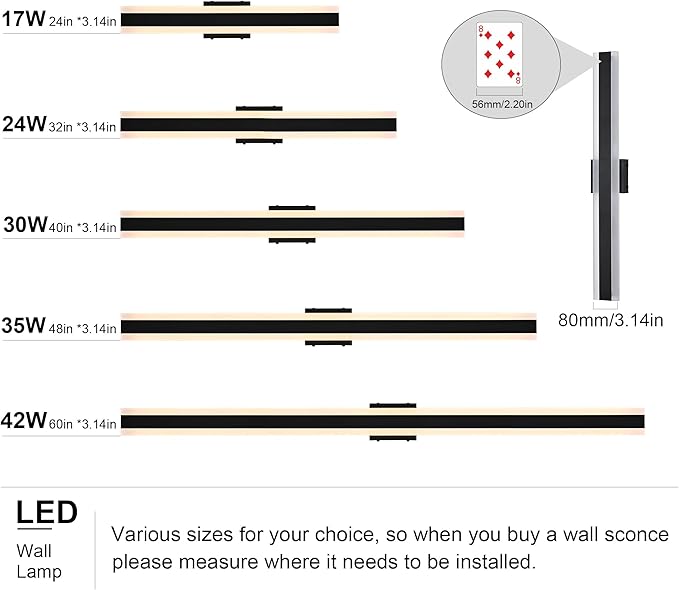 TODOLUZ 2-Pack 32-Inch LED Outdoor Wall Light Fixture, 24W IP65 Waterproof Exterior Linear Wall Mount Lighting, 5 Color Temperature Mode (3000K/3500K/4500K/5000K/6000K)