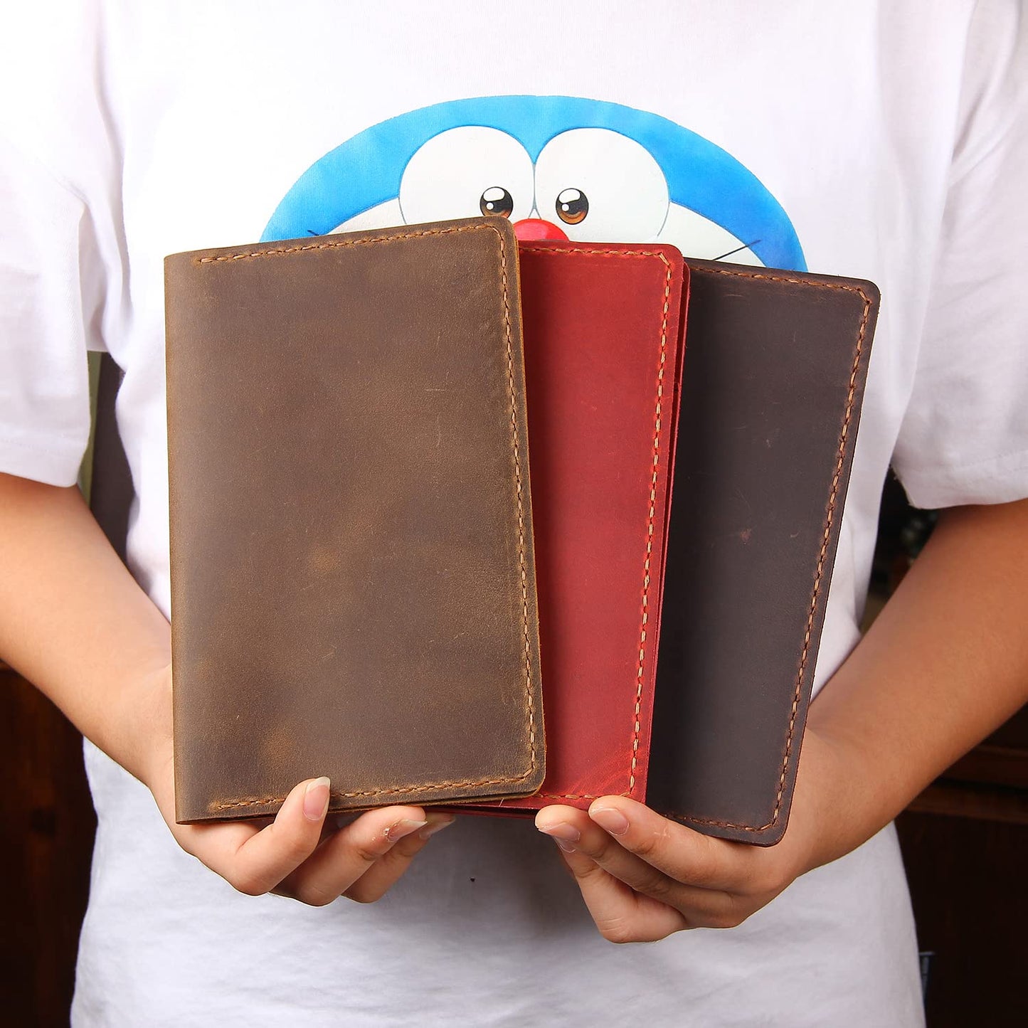 Fasjosma Server Books for Waitress,Leather Restaurant Guest Check Presenters Card Holder for Waitress,Restaurant Waitstaff Organizer with Money Pocket,Waiter Accessories Fit Server Apron-Coffee