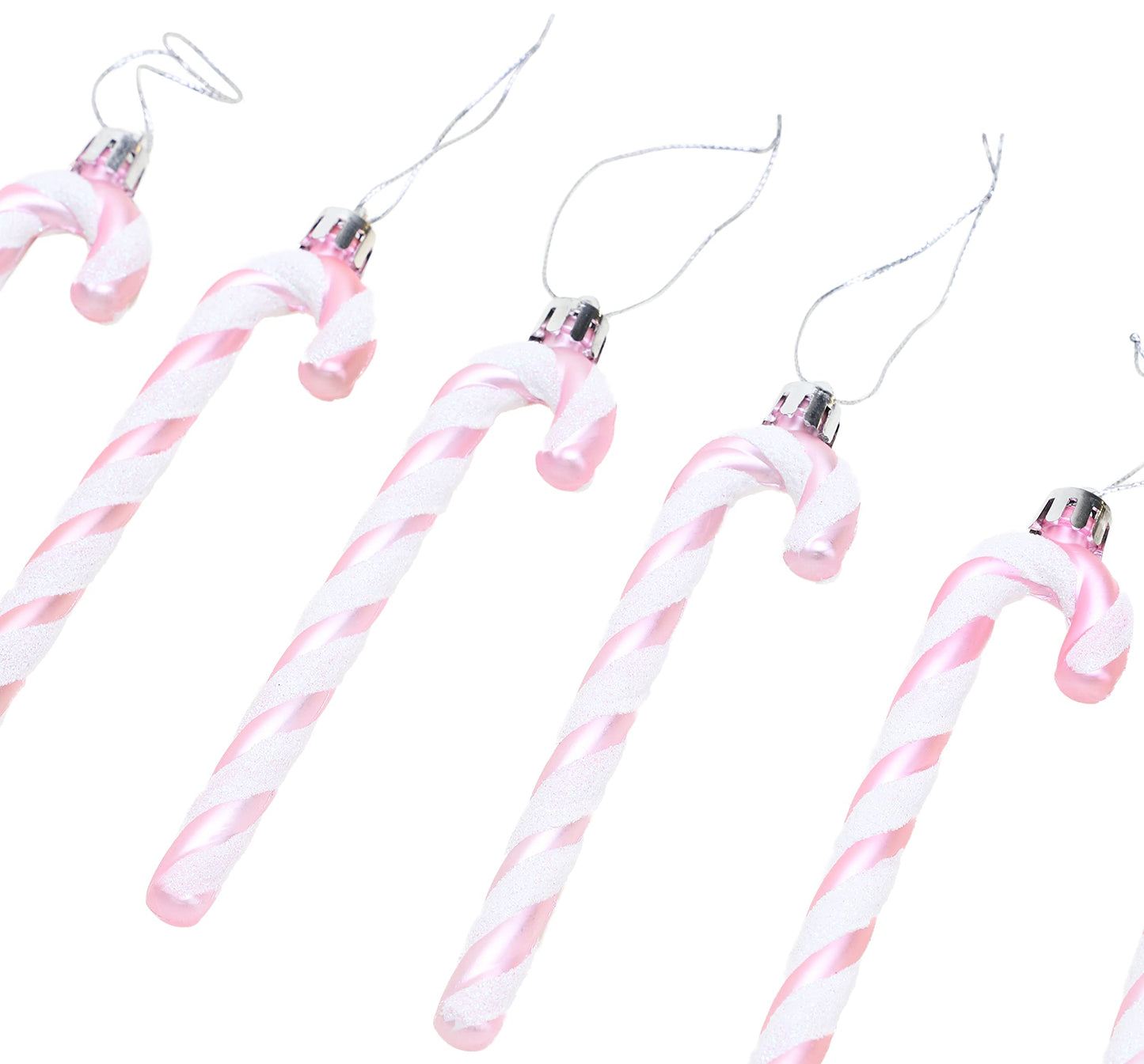 Christmas Concepts® Pack of 6-13cm Glitter Candy Cane Christmas Tree Decorations/Ornaments (Baby Pink)