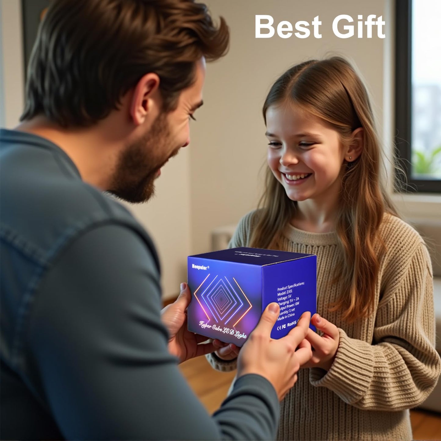 Heepulor Infinity Mirror Hyper Cube Table Lamp, Desk Art Night Light, Color-Changing Music-Sync APP-Controlled Ambient Light for Gaming, Party, Home, Gift (6 Inches)