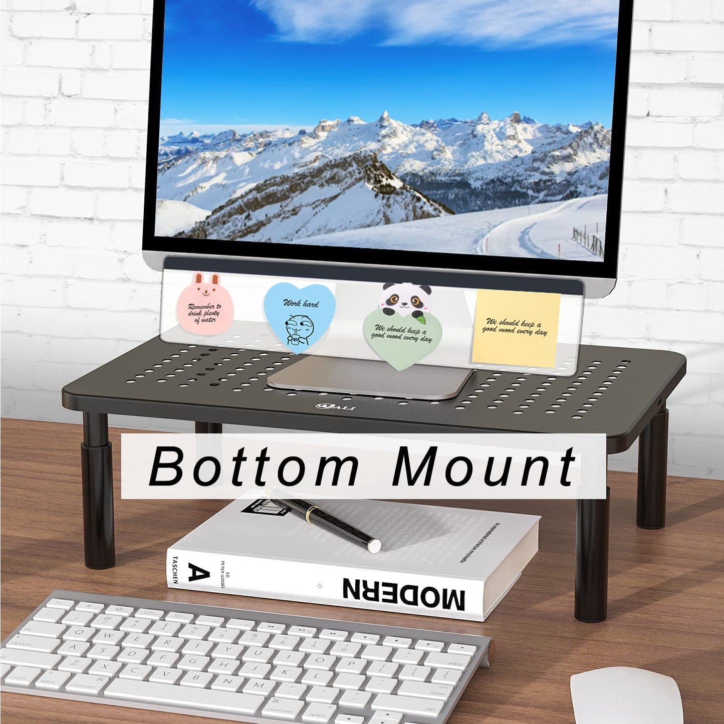Yocoolfun 2 Pieces Monitor Memo Board Top Mount,18“ Monitor Sticky Note Holder,Universal Transparent Sticky Notes Memo Pad,Sticky Boards,Message Board for Computer Monitors