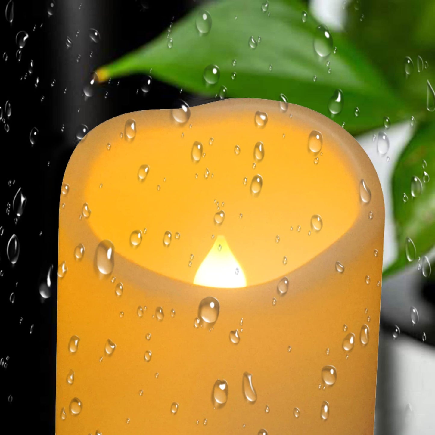 2WDECOR Outdoor Battery Operated Flameless Candles with Timer, Realistic Flickering Plastic Fake Electric LED Pillar Lights Waved Edge for Home Garden Wedding Party Christmas Decor 3x3 Inches 2-Pack