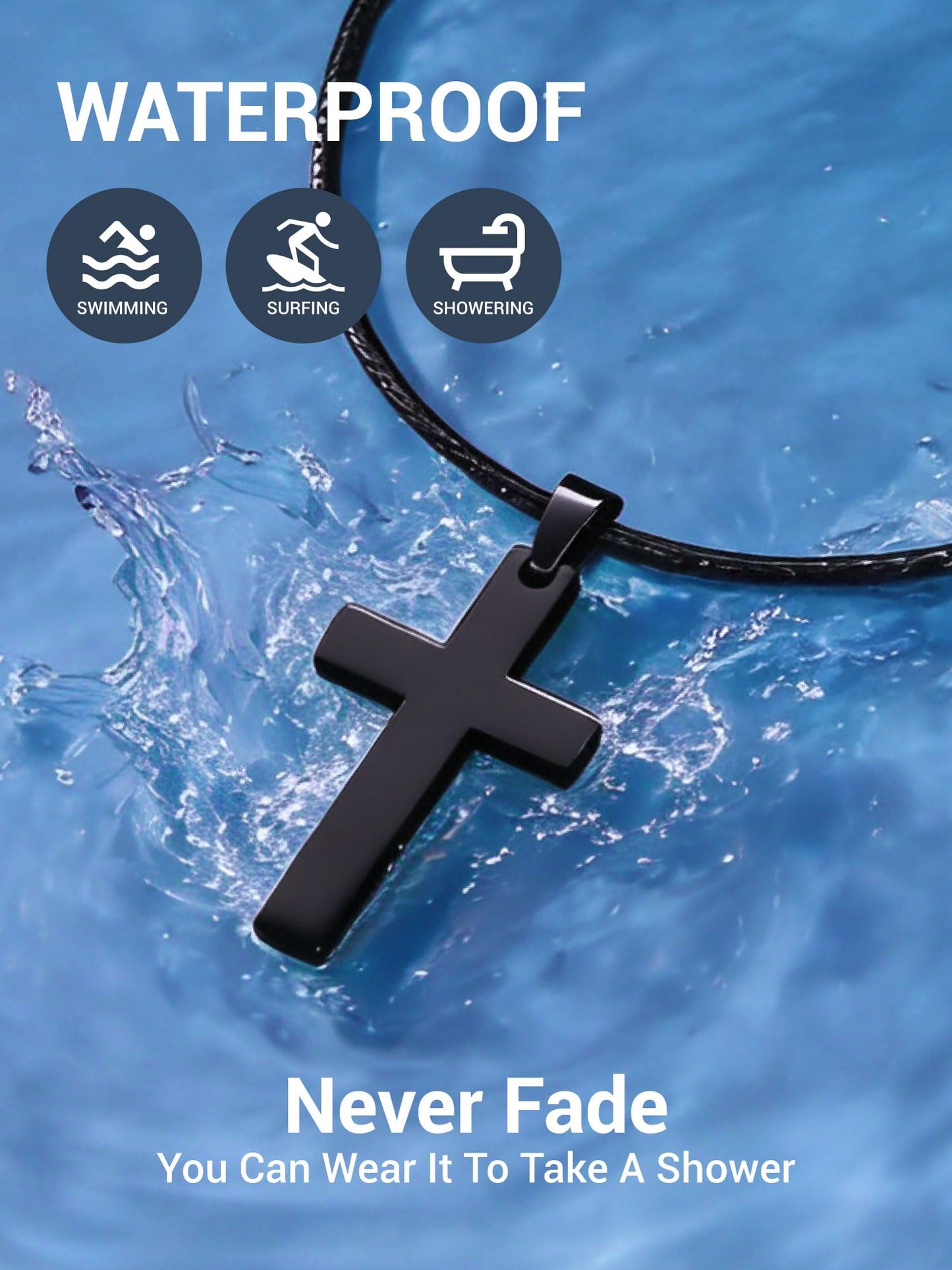 PROSTEEL Pendant Necklace For Men Cross Choker Religious Jewelry Black Rope Cord Necklace 22 inch