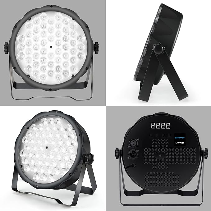 BETOPPER LED Par Lights 54 x 1.5W, RGB Stage Lights DMX DJ Lighting Sound Activated with Stand, Strobe Light & Wash Par Lighting DMX for Parties, Church, Wedding, Bars