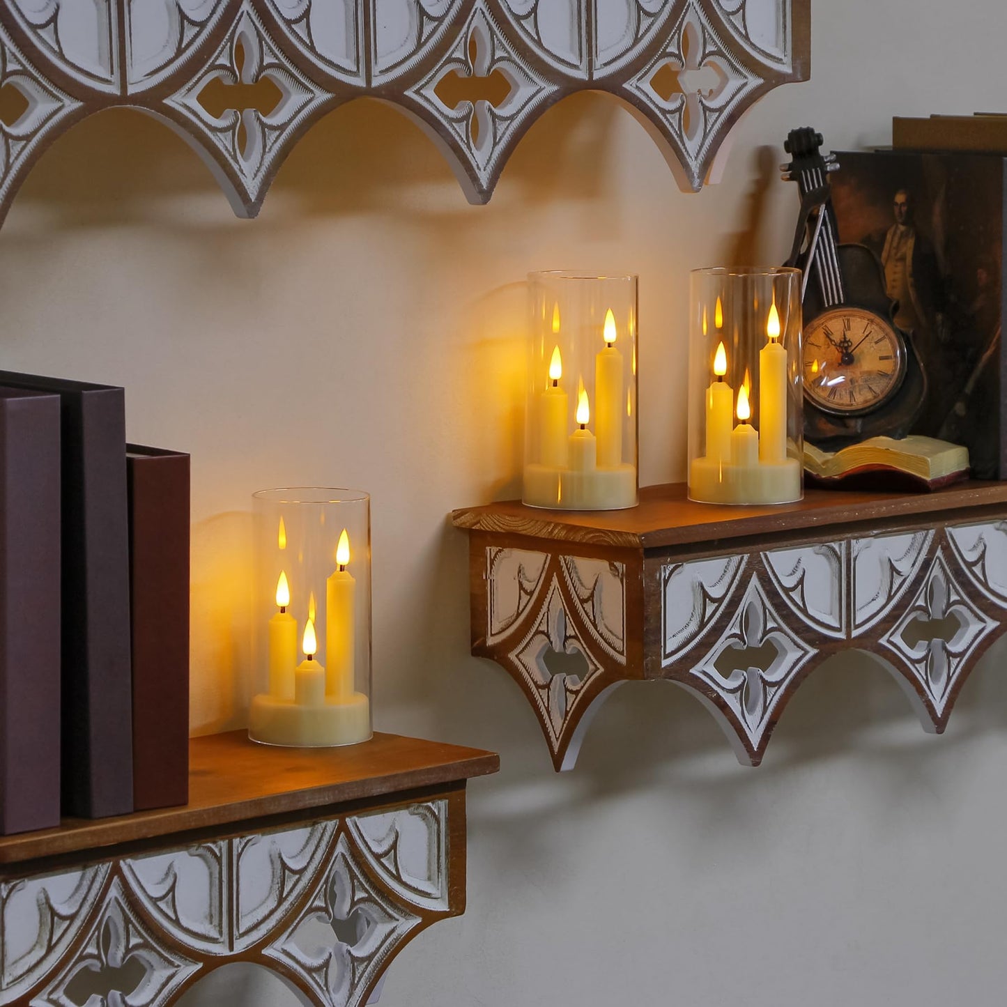 Zevanor 3 in 1 Flameless Taper Short Candles with 10 Key Remote Control and Timer, Battery Operated Pack of 2 LED Acrylic 3" x6" White Pillar Flickering Warm Light