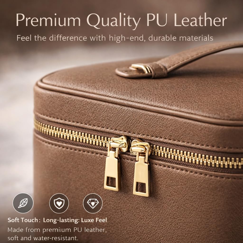 Makeup Bag Vanity Case for Women – Portable Cosmetic Bag Makeup Bag Organizer Travel Toiletry Bag with Removable Divider