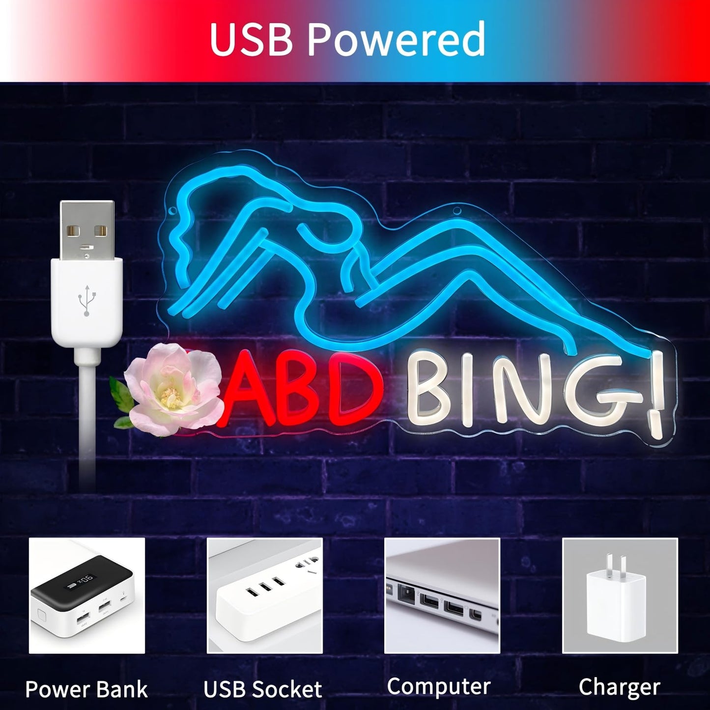 Lady Neon Signs for Home Bar Wall Decor, USB Powered Girl LED Light Sign with Dimmer Switch for Bedroom Man Cave Bistro Pub Party, Gifts for Friends Families Birthday Christmas