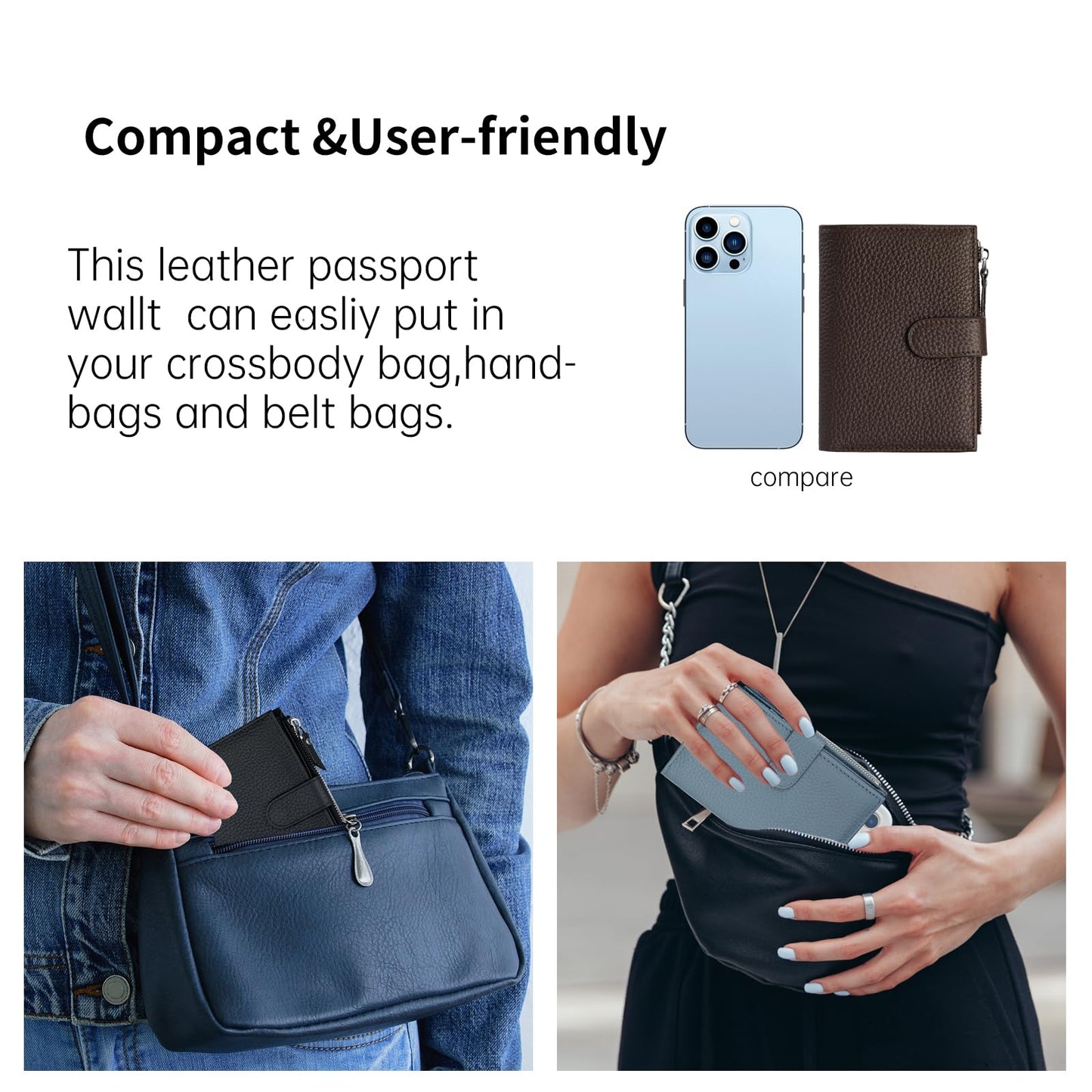 ilovever Passport wallet and Card Slot Combo RFID Blocking Slim Leather Travel Passport Wallet for Men and Women with Zippered Coins Pocket Passport holder, Dark Brown