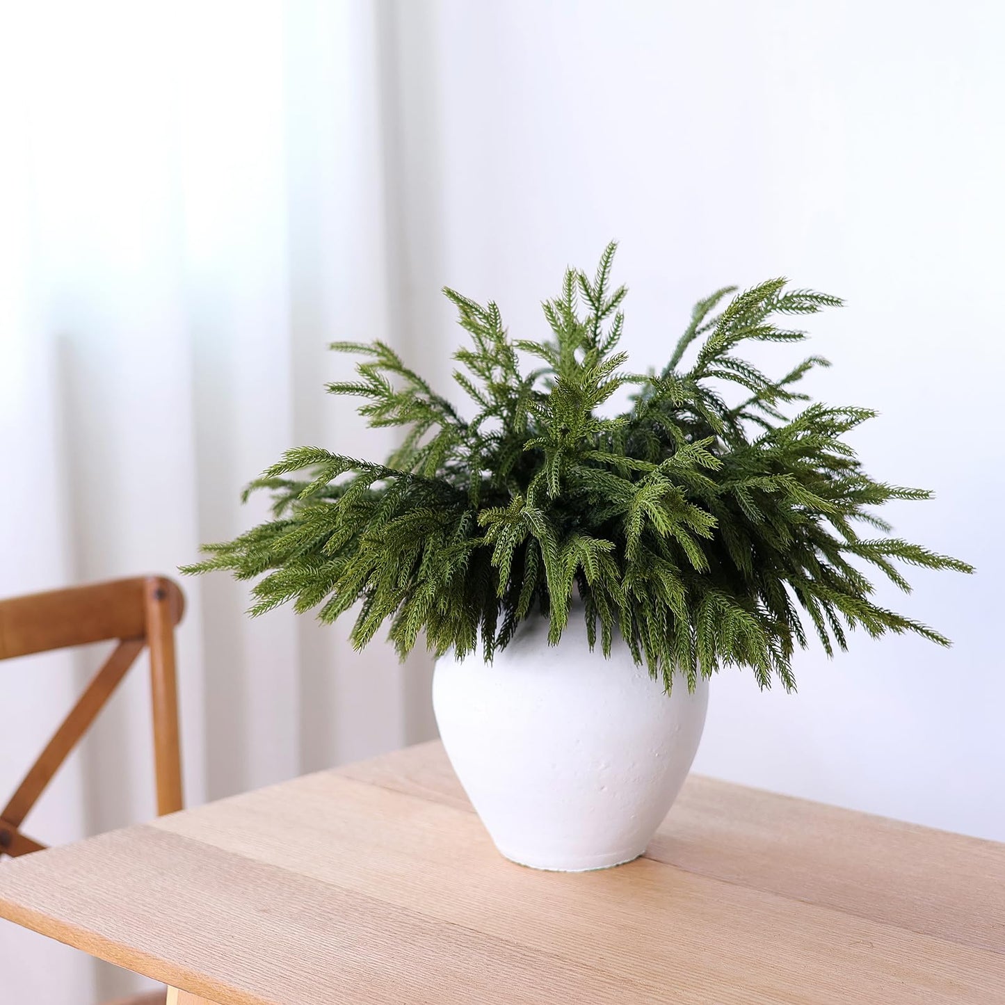 YXZZWL 16 Pcs Christmas Norfolk Pine Branches, 18 Inch Soft Textured Artificial Norfolk Pine Branch Faux Cedar Pine Stem Fake Greenery Picks for Vase DIY Garland Wreath Home Decoration