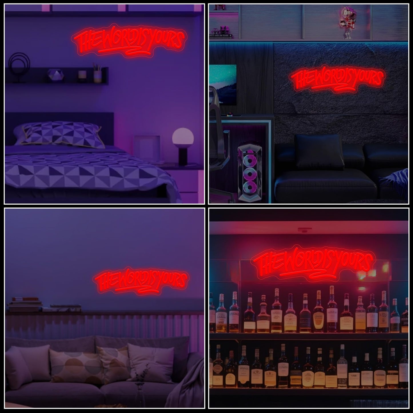 The World Is Yours Neon Sign, Bright Motivational LED Wall Light, The World Is Yours Neon Sign LED Sign for Bedroom, Game Room, Office, Bar — Aesthetic Neon Signs for Wall Decor