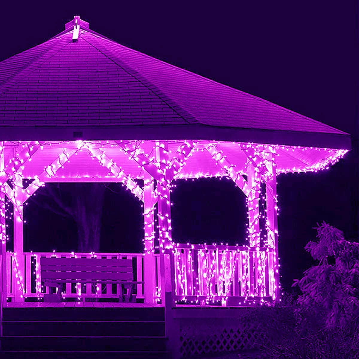 kemooie 500 LED Purple Christmas Lights, 164 FT 8 Lighting Mode Plug in Waterproof Christmas Lights Outdoor, for Birthday Christmas Wedding Party Garden Balcony Decor (Purple)