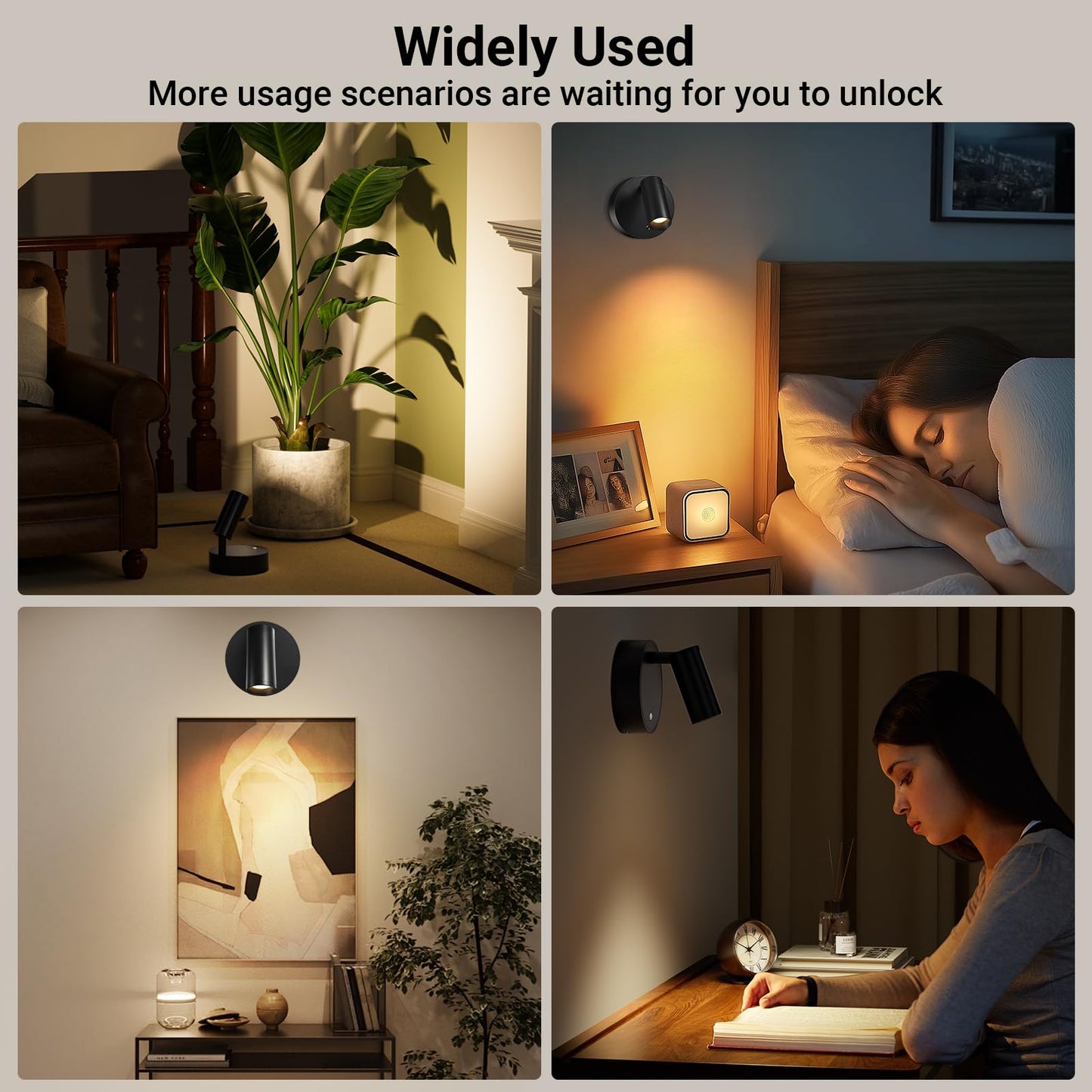 TaoFiaCo Spotlights Indoor, Wireless Uplighting Indoor with Remote Dimmable, Rechargeable Picture Lights,350° Rotate, Battery Powered Spot Light for Artwork Christmas Tree Plant Painting