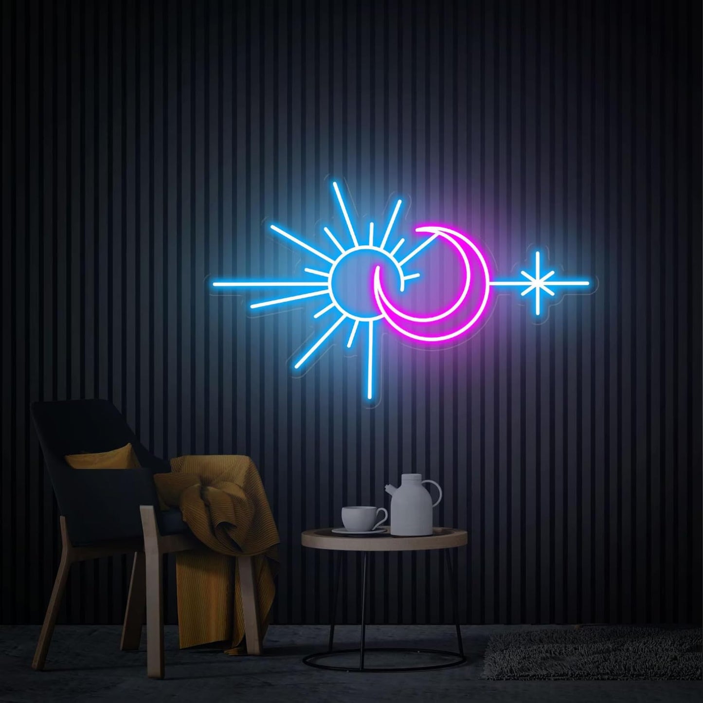 Custom Sun and Moon Neon Sign for Wall Decor Personalized Sunshine Neon Decor for Bedroom Living Room Meditation Studio Boho Room Aesthetic Wall Art Decoration