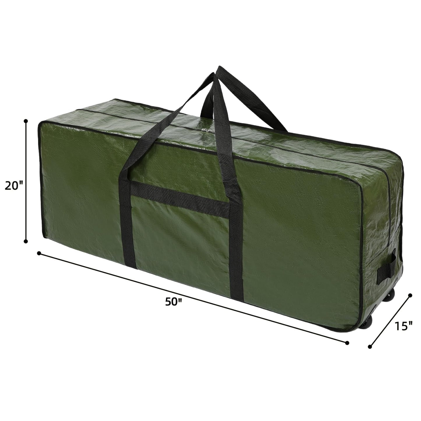 HOMEST Christmas Tree Storage Bag, Fits for 4.5-7 ft Xmas Artificials, Zippered Bag with Reinforced Carrying Handles and Wheels, Green (Bag Only)