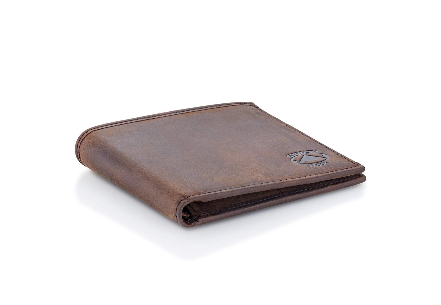 Stealth Mode Dark Brown Leather Bifold Wallet For Men - RFID Wallet With 8 Card Slots and Divided Billfold, One Size