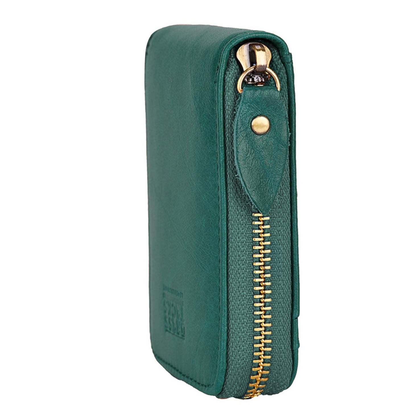 BRASS TACKS Leathercraft Vintage Full Top Grain Leather Wallet RFID Blocking Multi Card Case with Zipper Pocket Card Holder for Men Women Gift Box