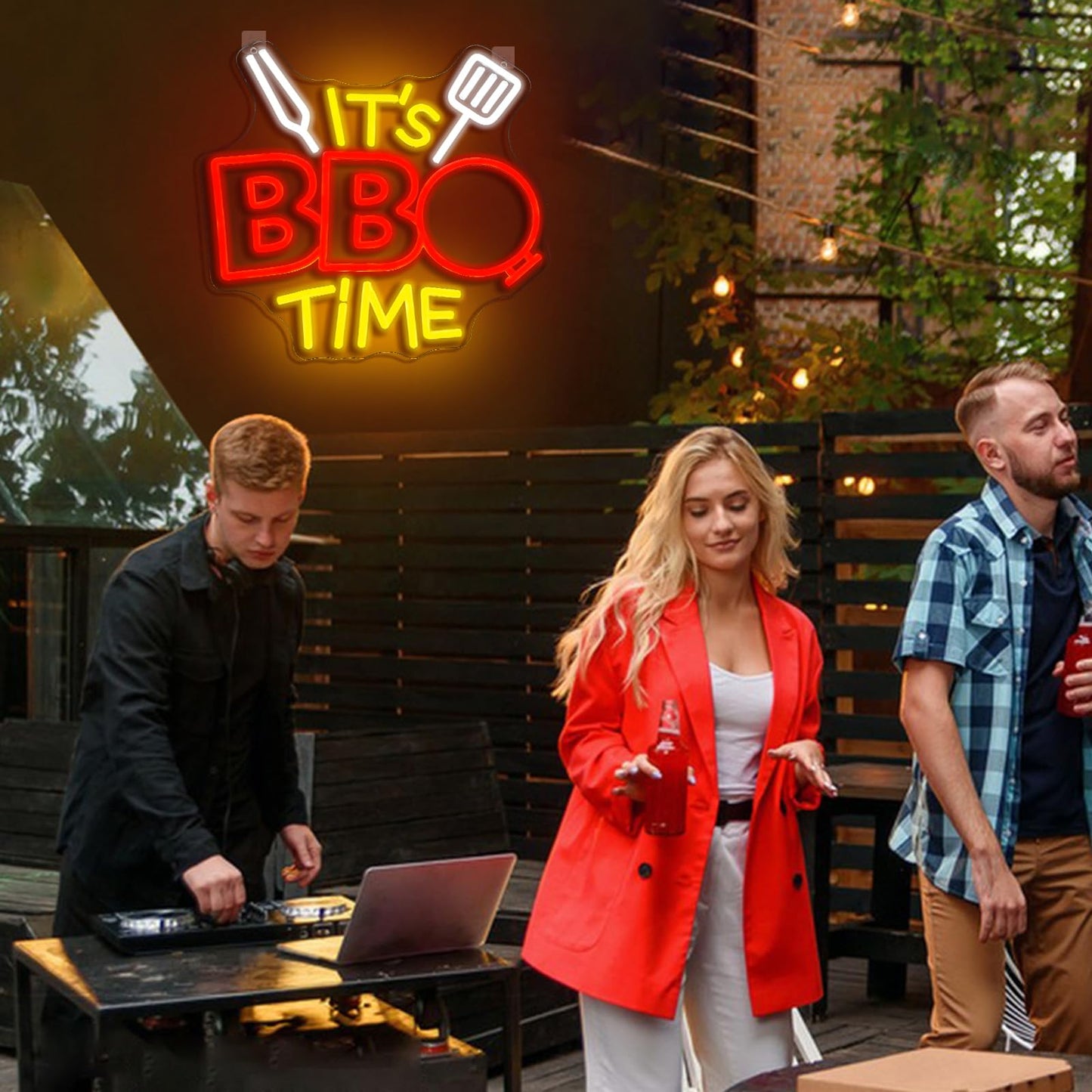 Virlusy It's BBQ Time Neon Sign for Room Decor Dimmable Barbecue Led Lights Signs Neon Light for Wall Decor Home Bar Restaurant Party Man Cave Beer Pub Camping Decoration Gifts