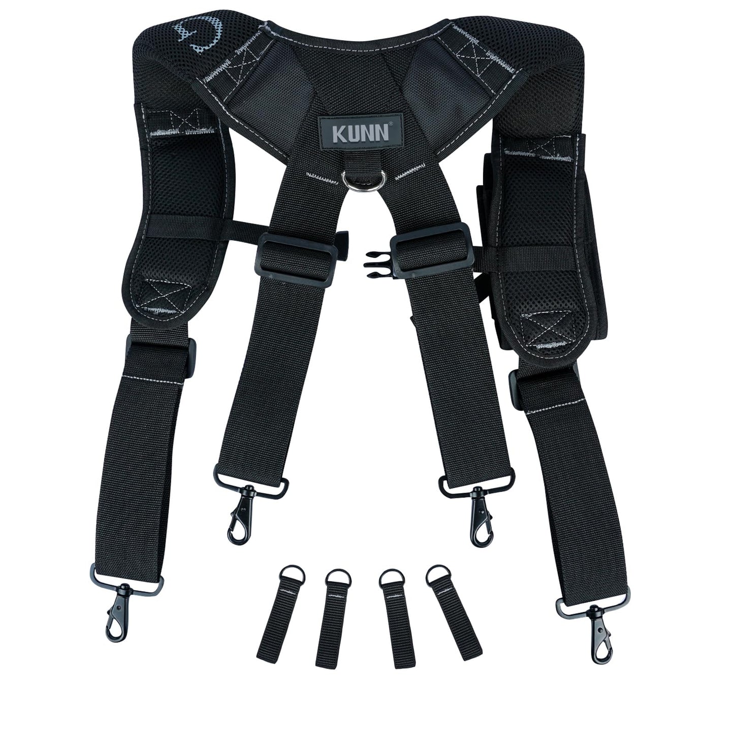 KUNN Tool Belt Suspenders Padded Construction Belt Harness with Gel Shoulder Strap Detachable Phone Holder,4 Tool Belt Loops