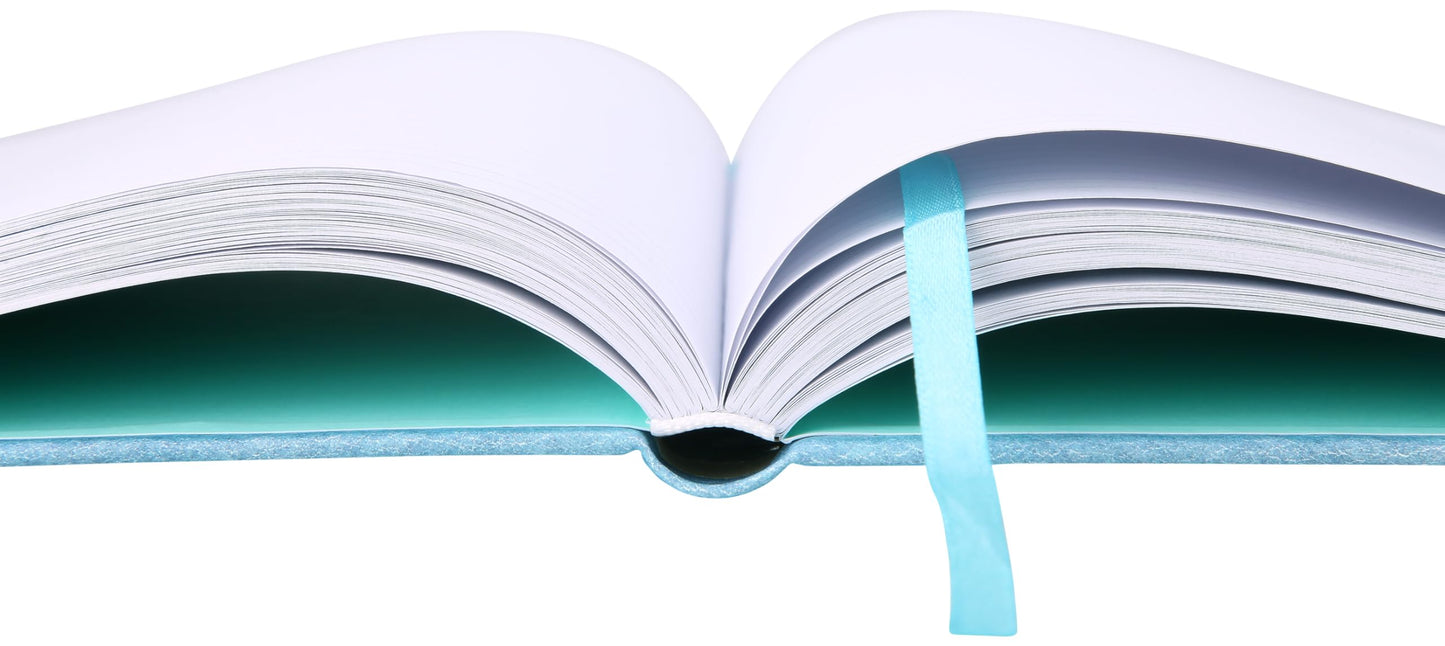 WORLD TRAVELER Large Lined Journal Notebook - Lay-Flat Hardcover Notebook with 2 Ribbon Bookmarks Hardbound Writing Journal 256 Ruled White & Ivory Pages 8x10 Inches, Abstract Ombre