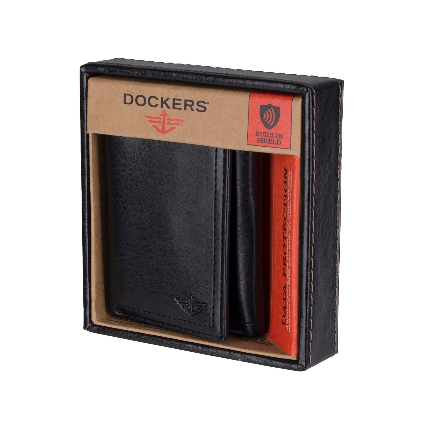 Dockers Men's Coated LeatherExtra Capacity Trifold Wallet, Rfid-blocking, Black, One Size
