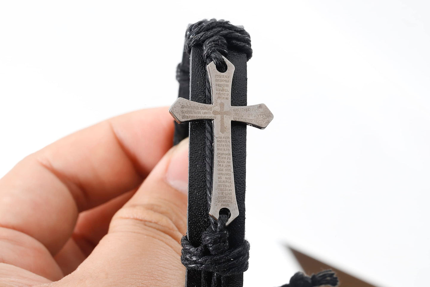 Eigso Punk Cross Leather Cuff Bracelets for Men Women Retro Vintage Chain Bracelet Set for Man Woman