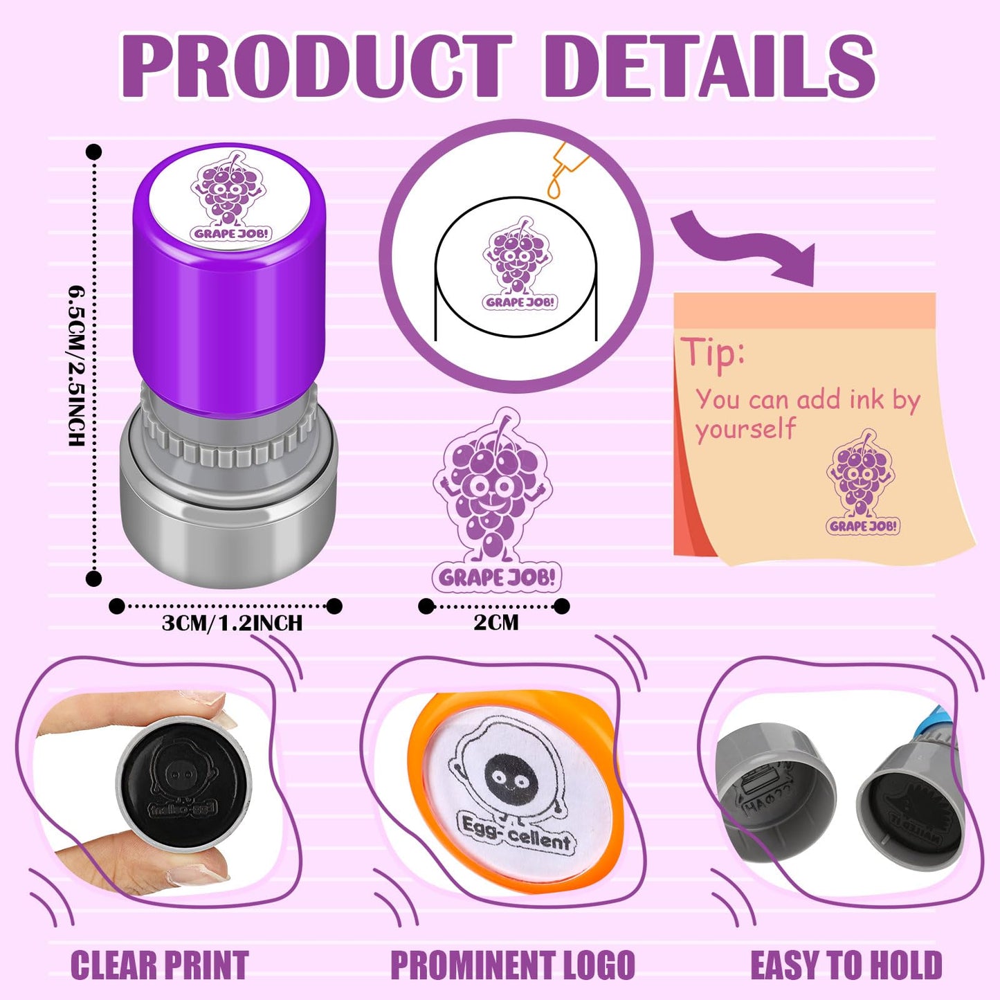 Yinder 24 Pcs Teacher Stamps for Classroom Self Inking School Classroom Stamps Gifts Bulk for Teachers Elementary Colorful Motivational Encouraging Supplies(Cute Animal)
