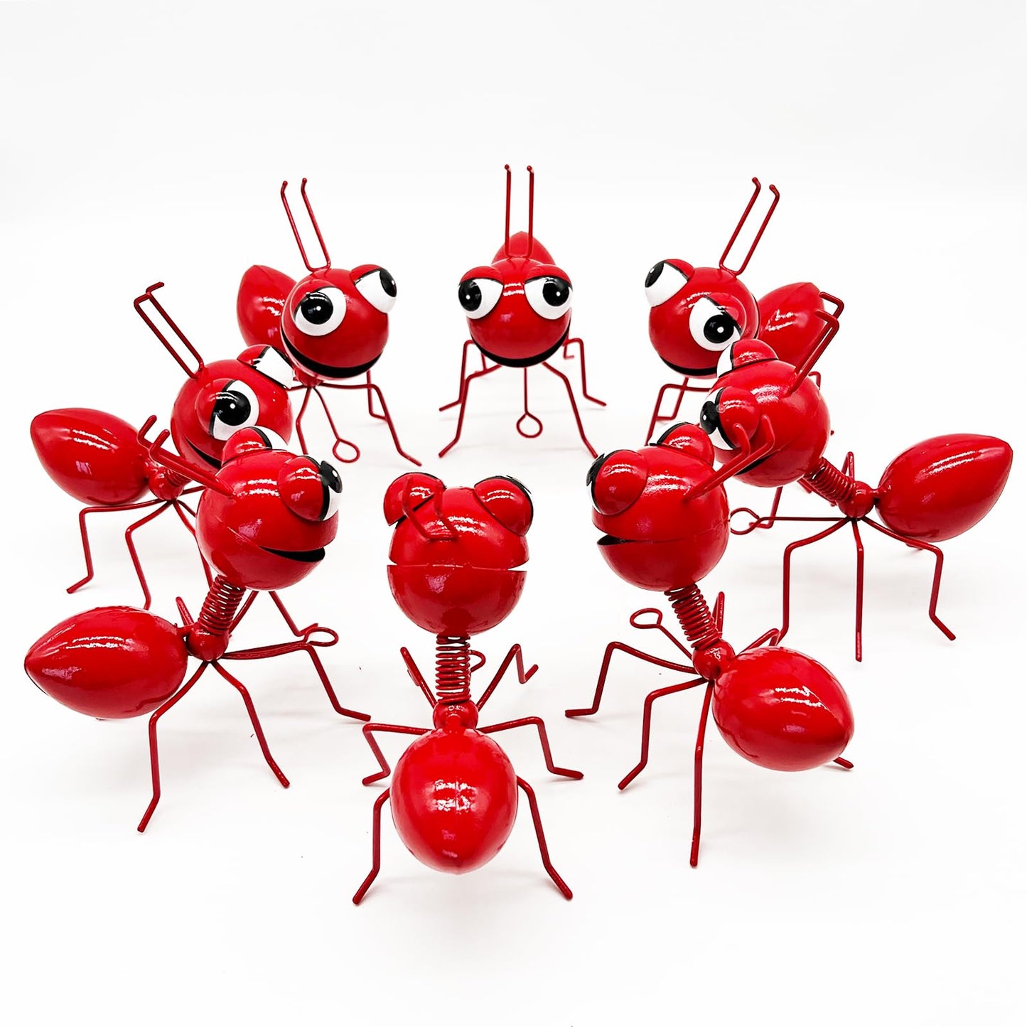 Cruis Cuka Metal Yard Art Garden Decor for Outside Cute Ants Yard Decorations Outdoor Lawn Ornaments Backyard Gifts for Mom - Set of 8(All Red)