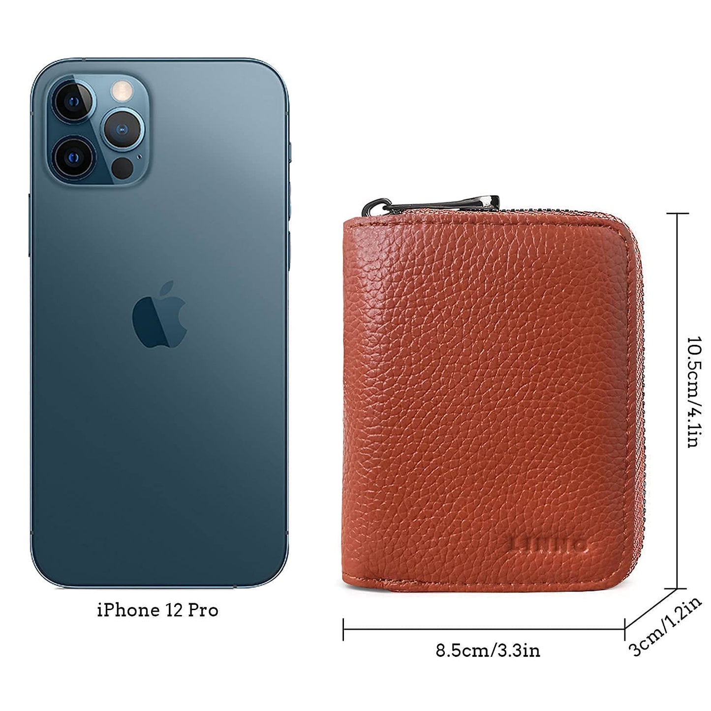 Linno RFID 20 Slots Credit Card Holder Genuine Leather Small Wallet for Women or Men with Zipper