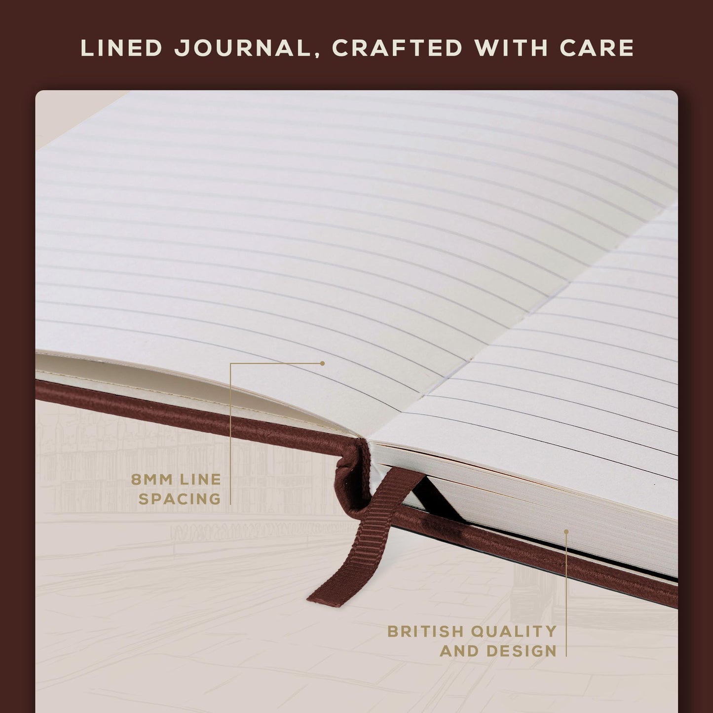 BEECHMORE BOOKS Large Lined Journal Notebook, 8.5" x 11.5" (A4) Hardcover Vegan Leather Executive Diary for Work, Thick 120gsm Paper, Lay-Flat Binding, Gift Box