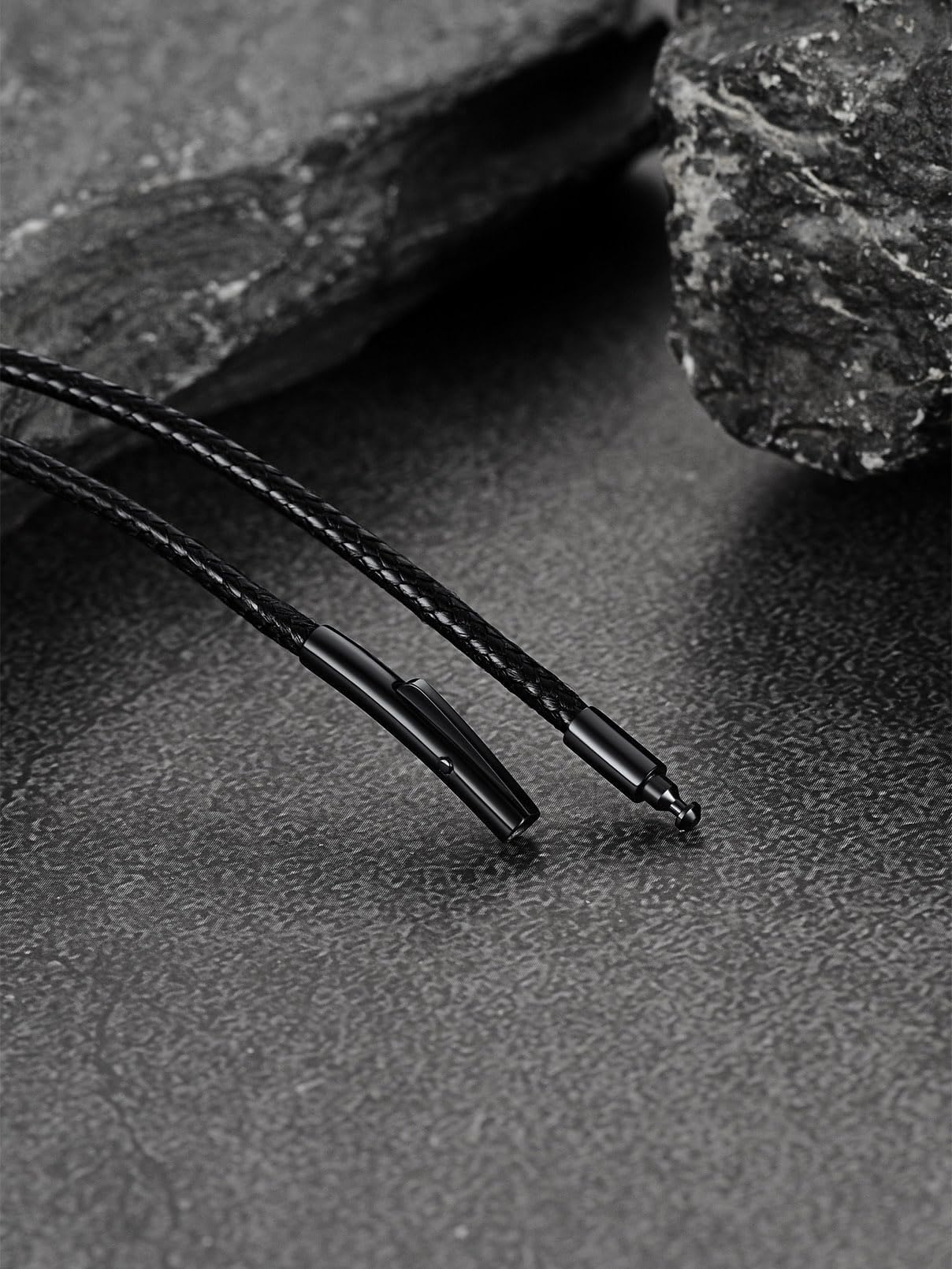 FaithHeart Black Necklace String for Men Wax Rope Chain Classic Fashion Choker Neck Charms 20inch