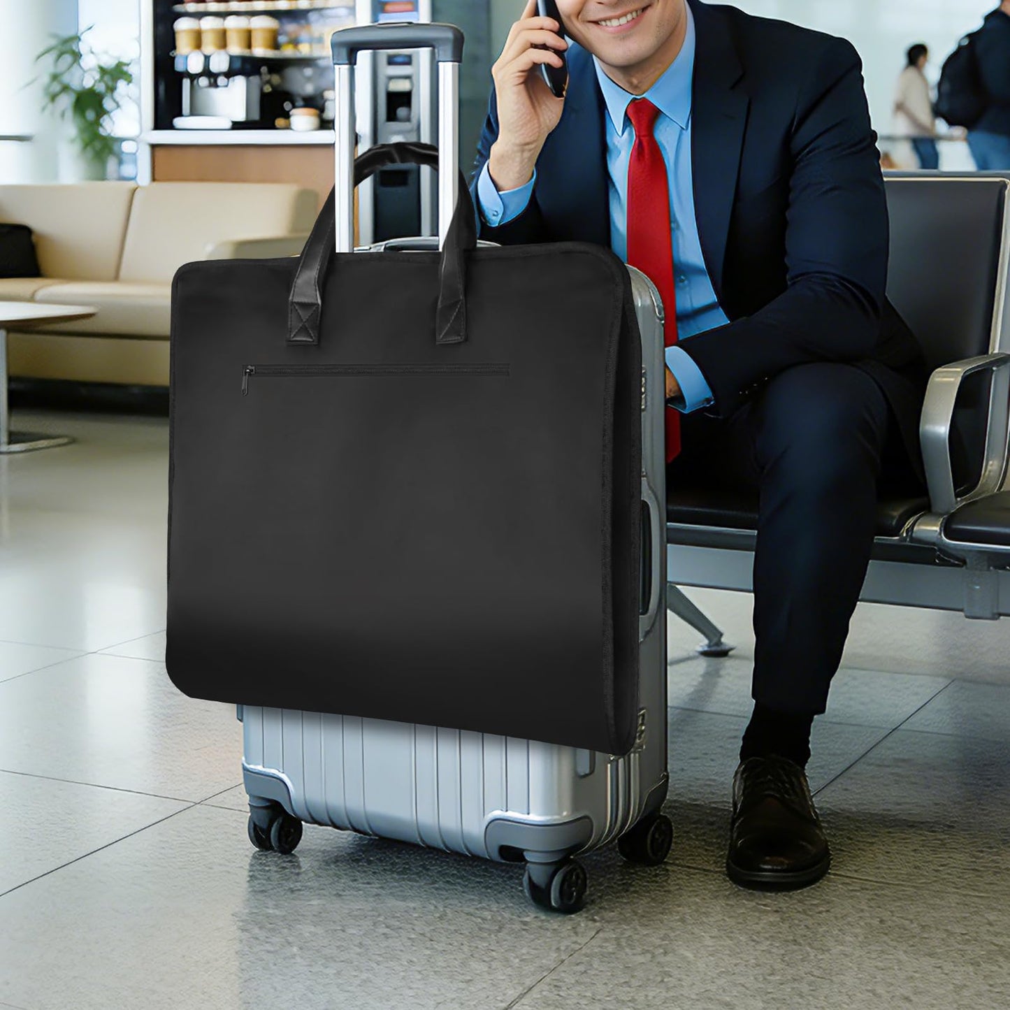 Univivi 43" Garment Bags for Travel, Heavy Duty Suit Travel Bag for Men&Women, Foldable Garment Bags for Hanging Clothes with 5 Zipper Pockets for Suit, Coats, Shirt,Short Dress
