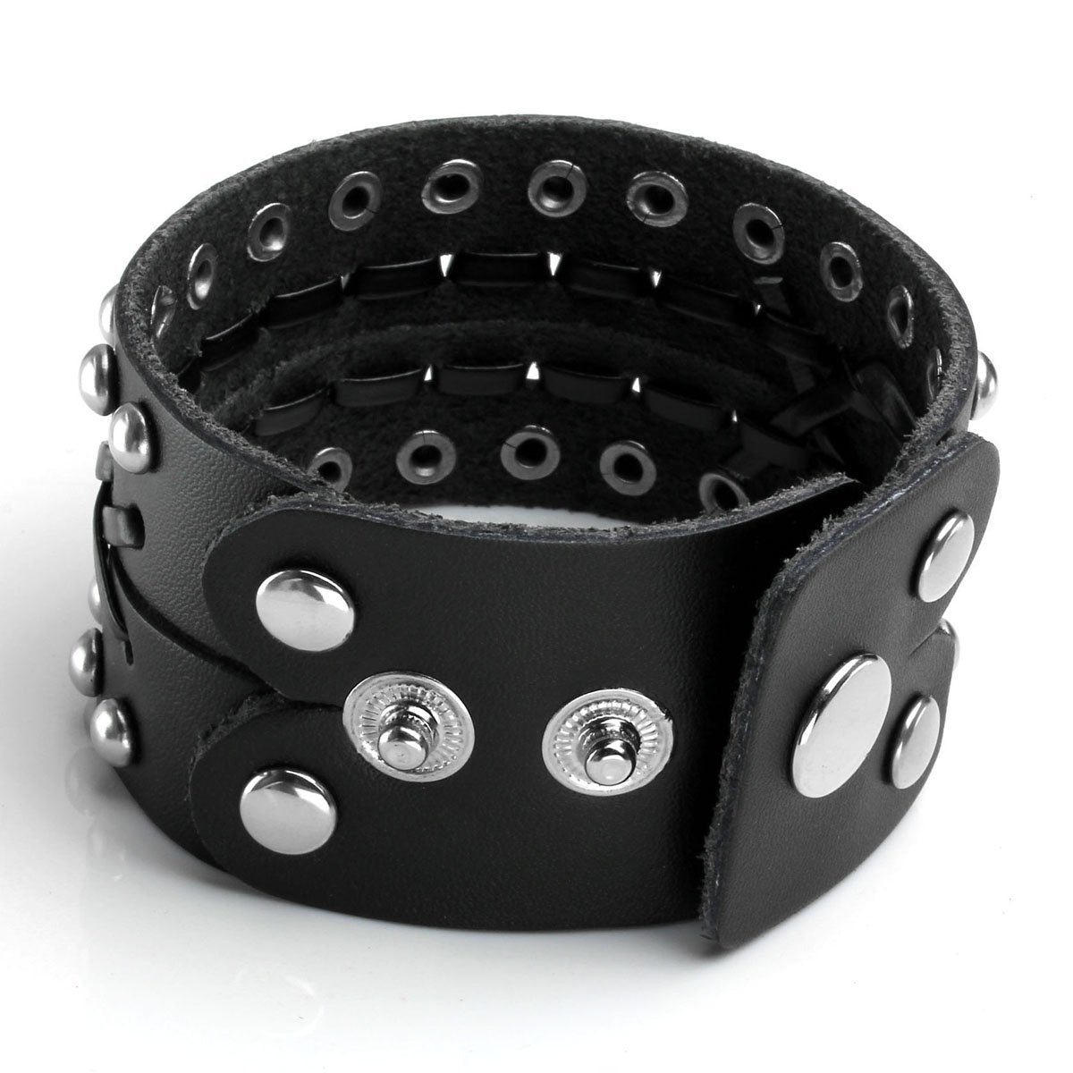 Eigso Punk Leather Studded Cuff Bracelet for Men Women Classic Vintage Nails Rivets Biker Wristband for Man Woman
