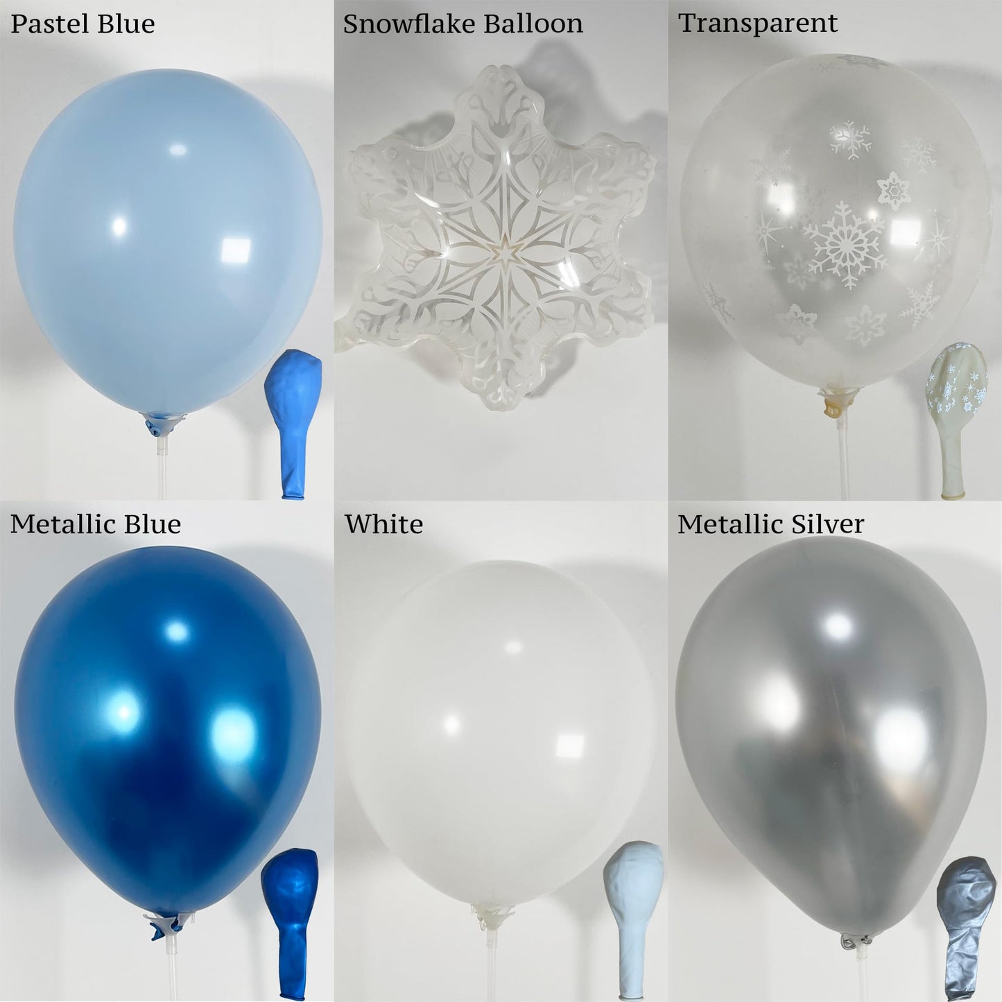 BlissBash 148Pcs Winter Balloon Arch Garland Kit with Blue White Metallic Blue Siver Snowflake Balloons for Winter Wonderland Baby Shower, Christmas Party Supplies, Snow Theme Birthday Decoration
